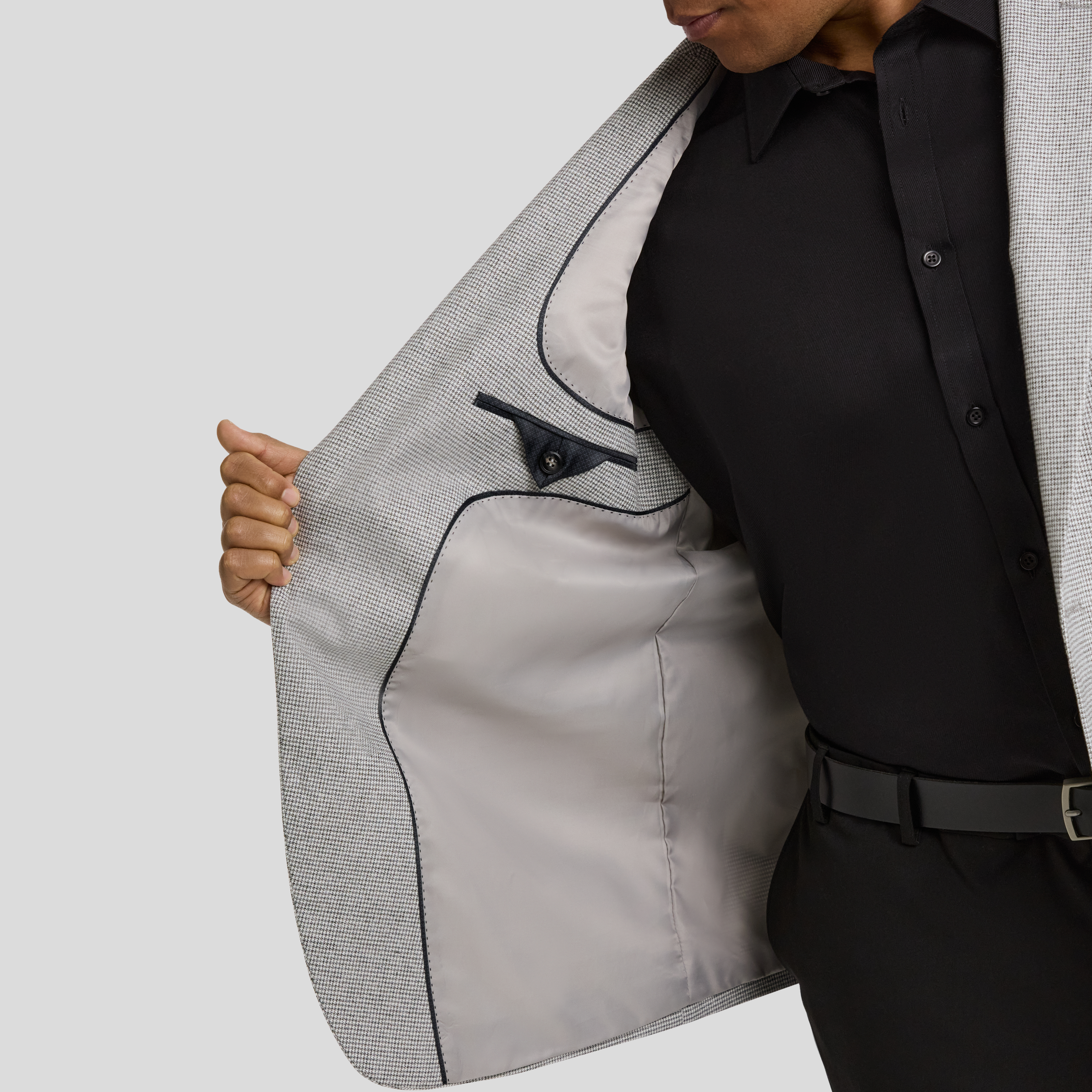 Grey Sorrento Check Stretch Blazer