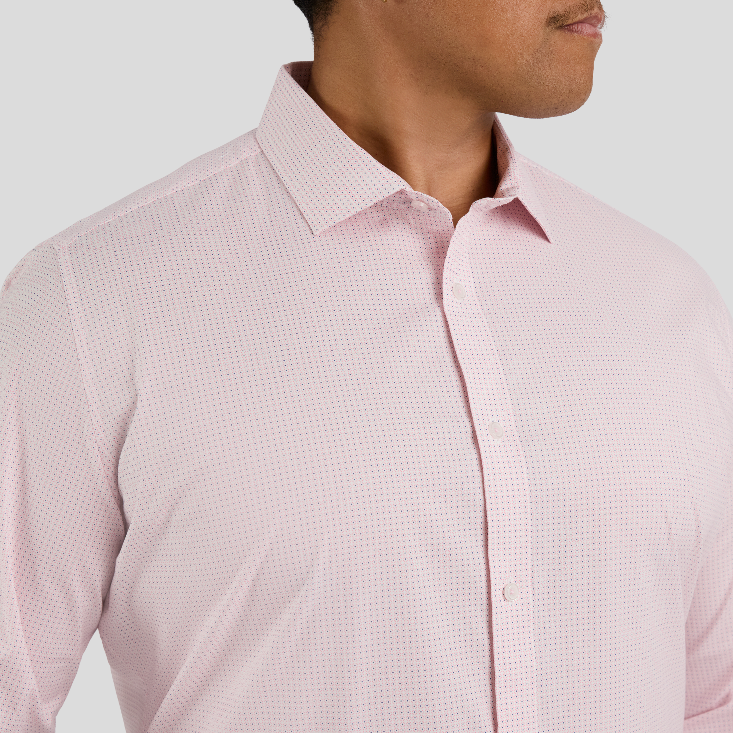 Pink Damon Print Stretch Shirt