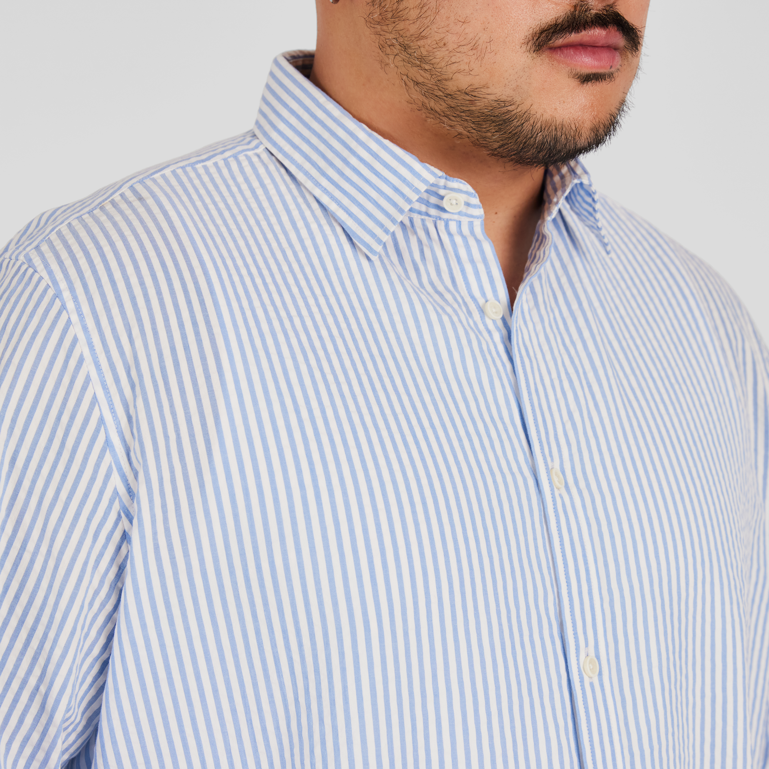 Blue Seersucker Relax Fit Shirt