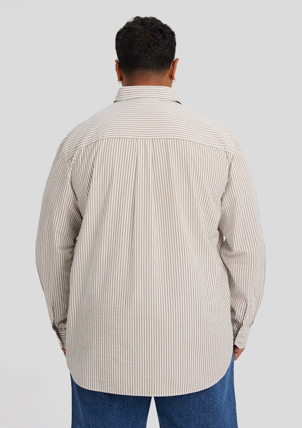 Bronze Seersucker Relax Fit Shirt