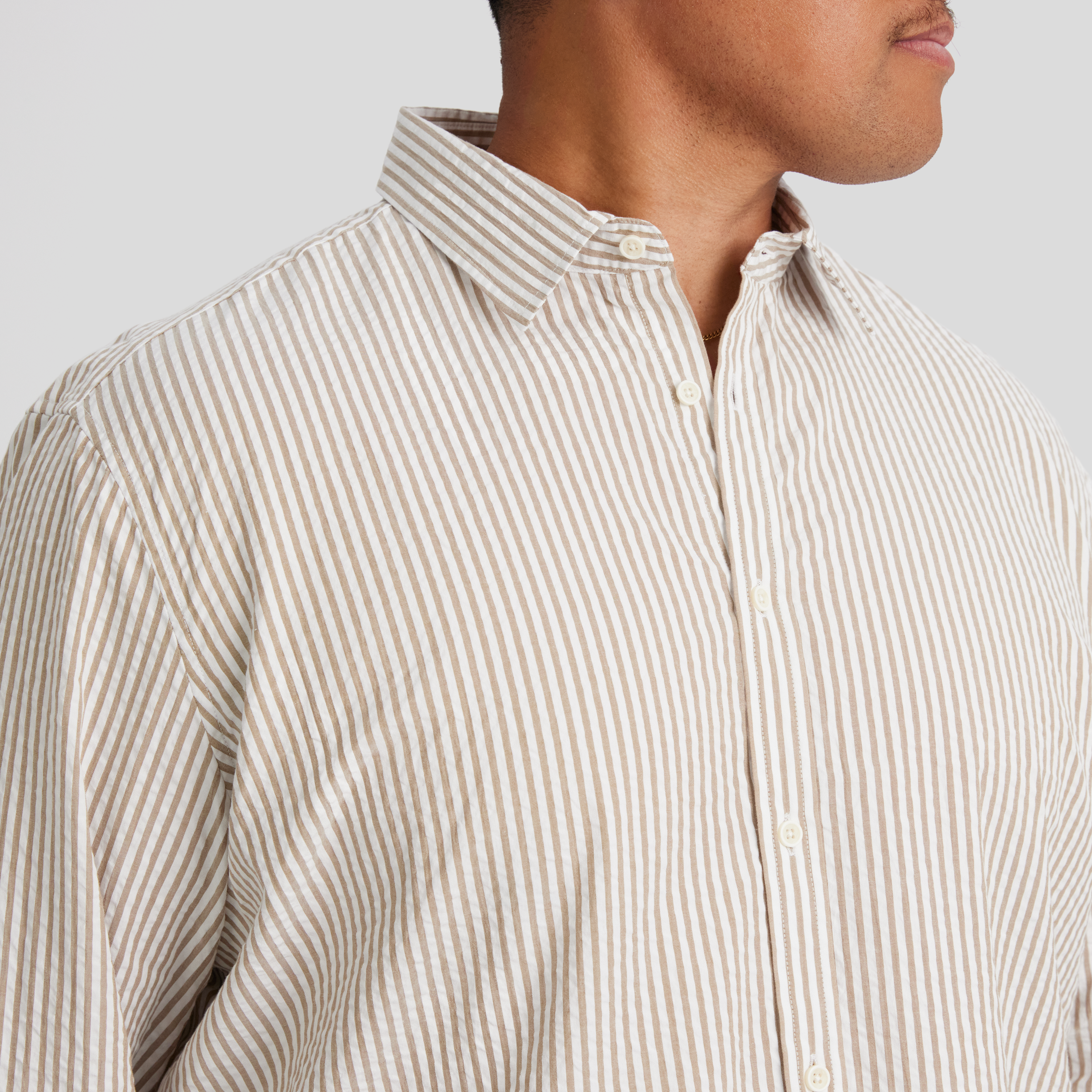 Bronze Seersucker Relax Fit Shirt