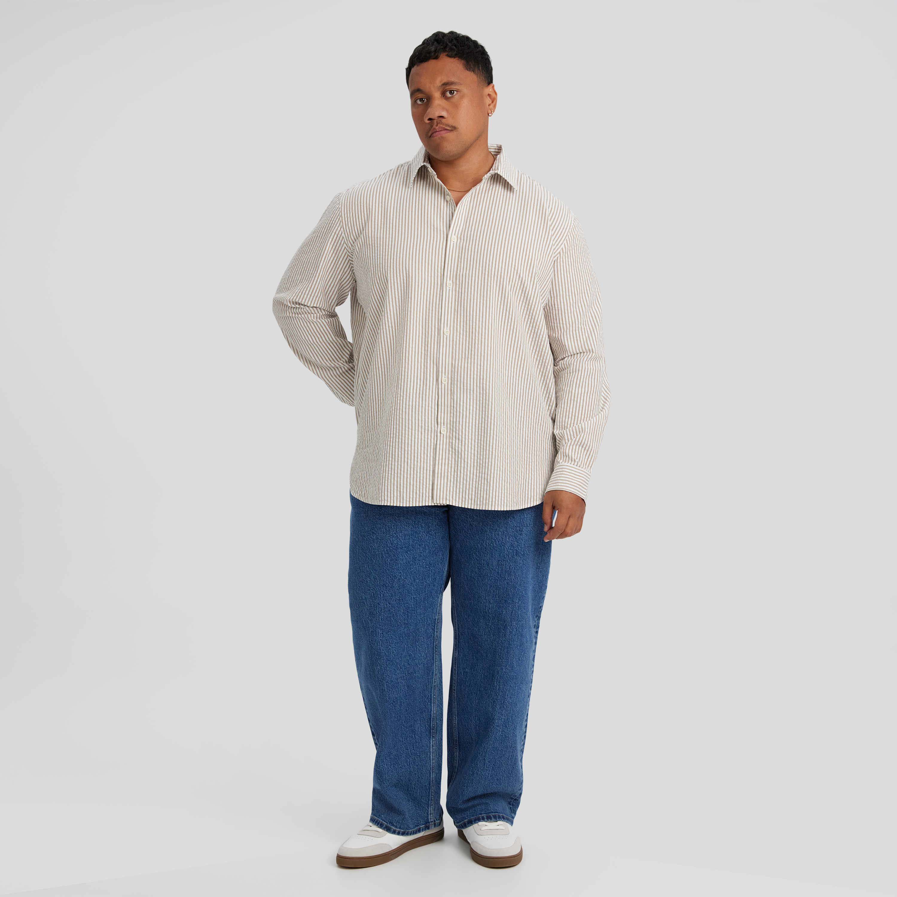 Bronze Seersucker Relax Fit Shirt