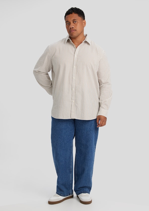 Bronze Seersucker Relax Fit Shirt