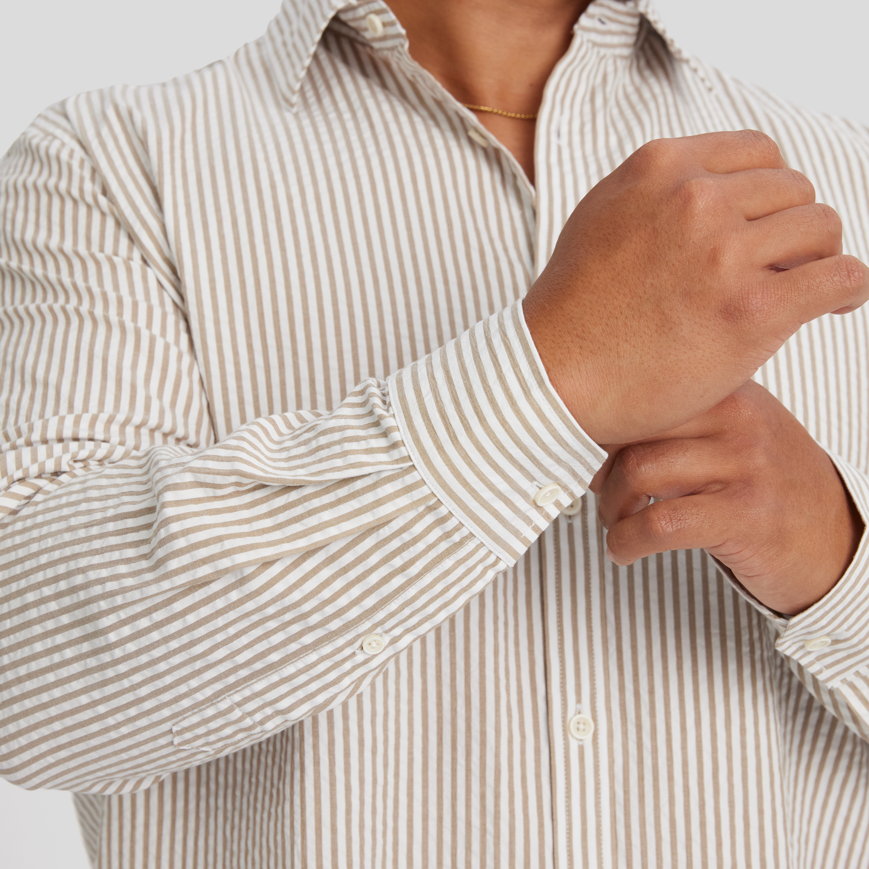 Bronze Seersucker Relax Fit Shirt