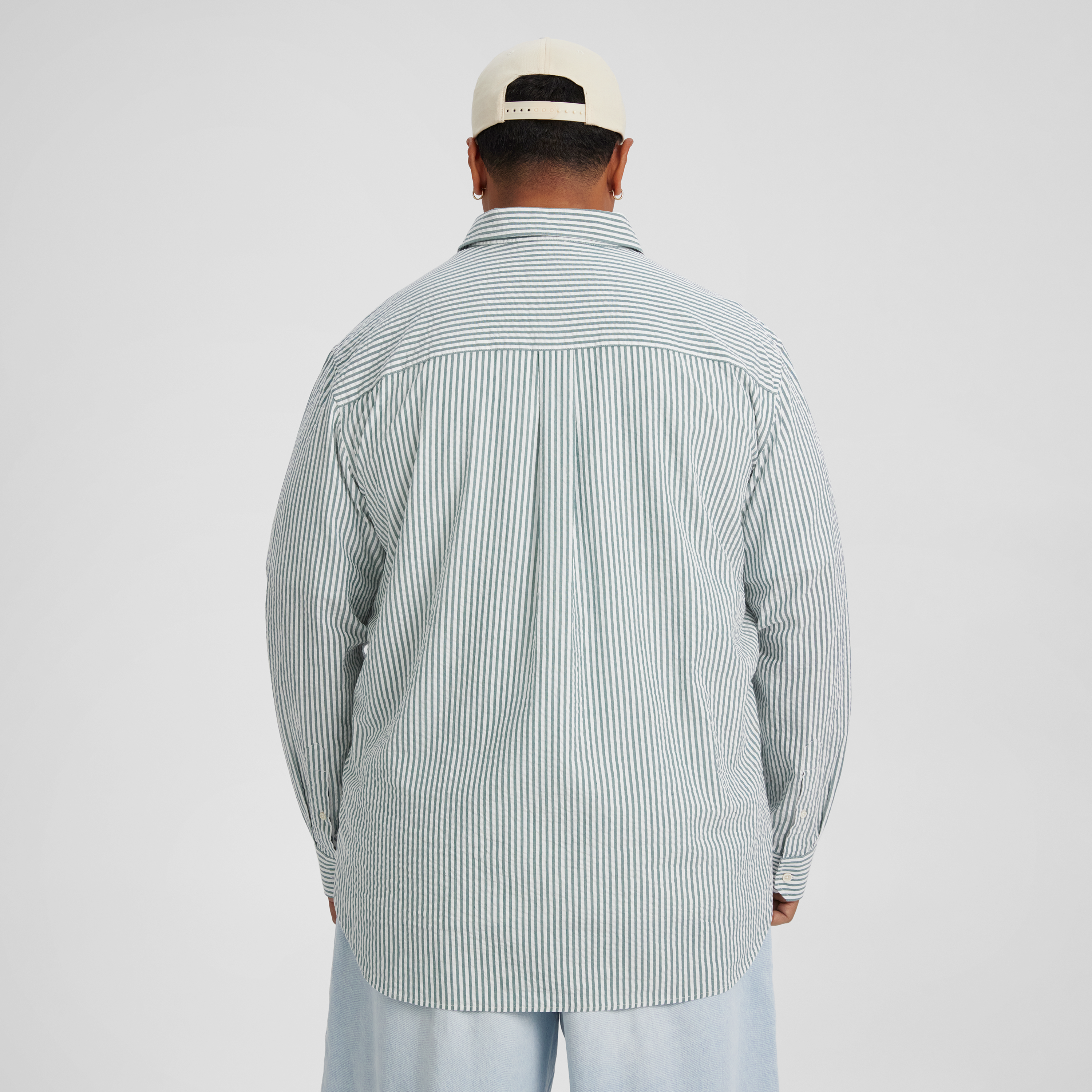Green Seersucker Relax Fit Shirt