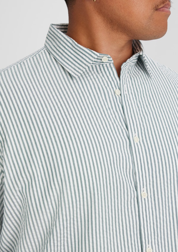 Green Seersucker Relax Fit Shirt