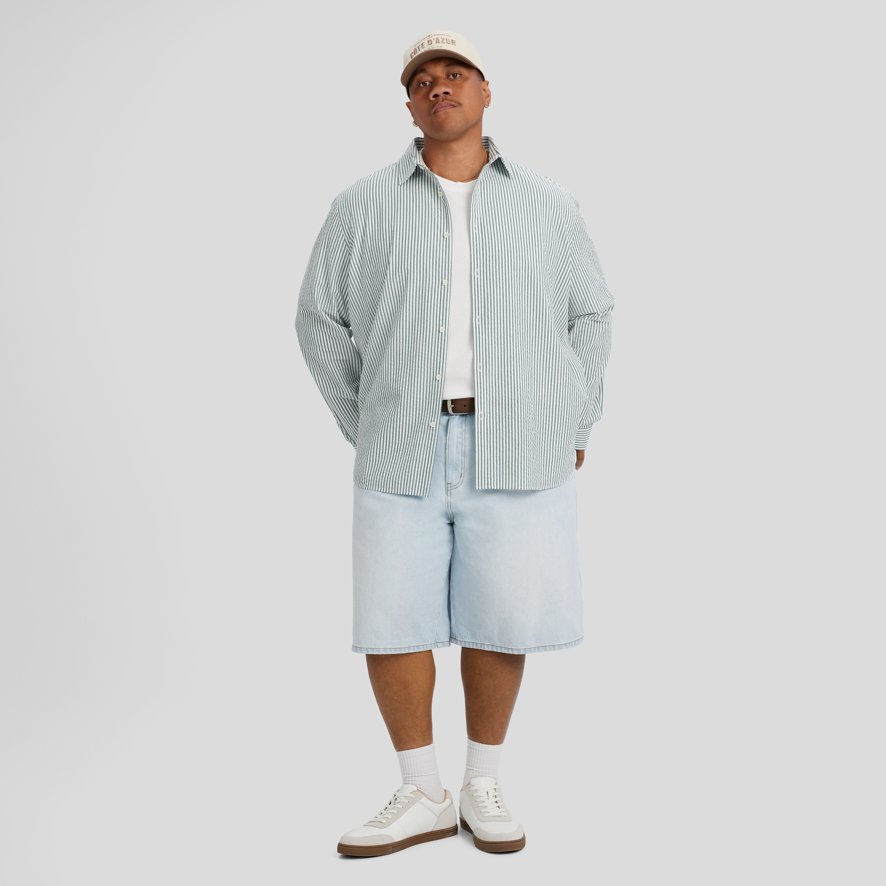 Green Seersucker Relax Fit Shirt
