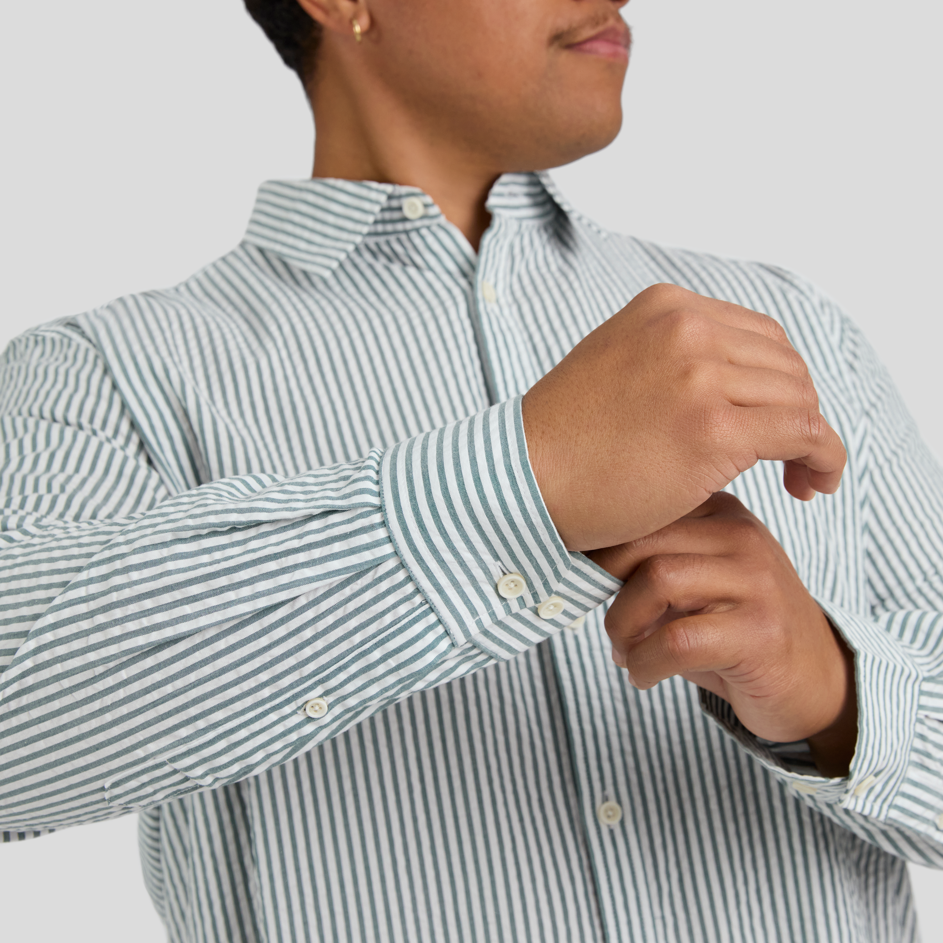 Green Seersucker Relax Fit Shirt