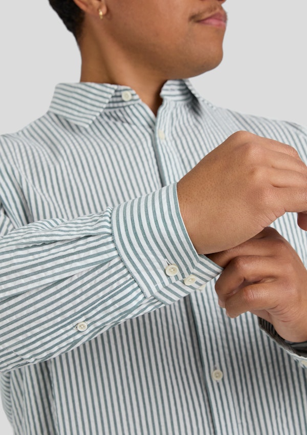 Green Seersucker Relax Fit Shirt