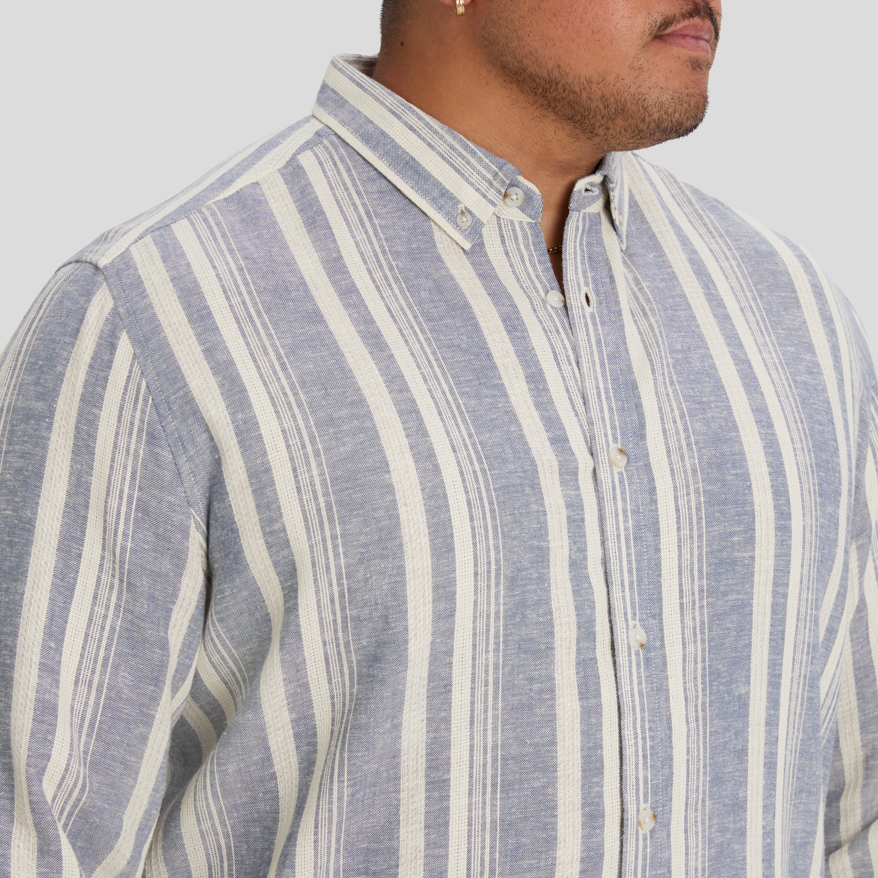 Dark Blue Ashton Stripe Linen Shirt