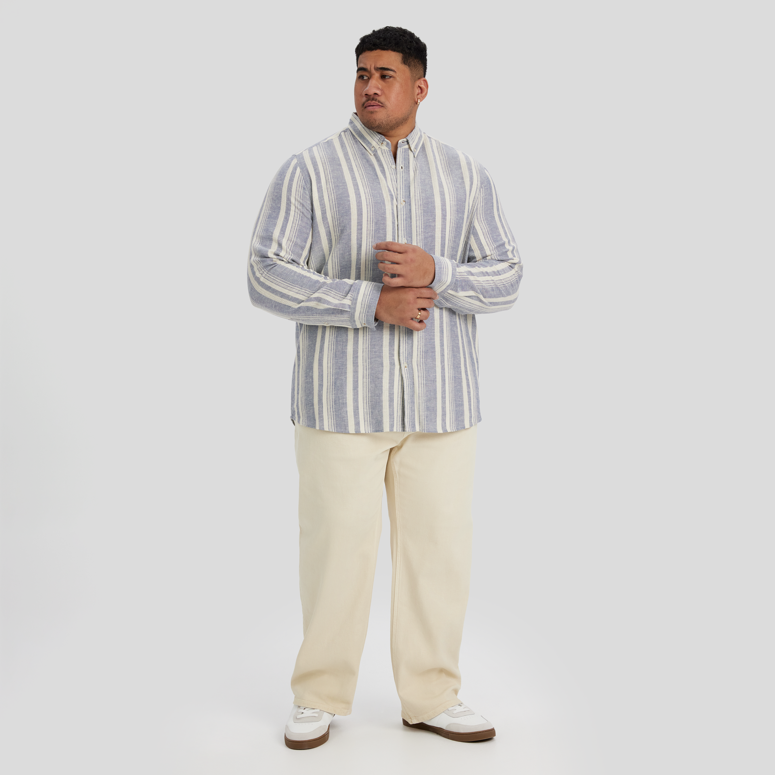 Dark Blue Ashton Stripe Linen Shirt