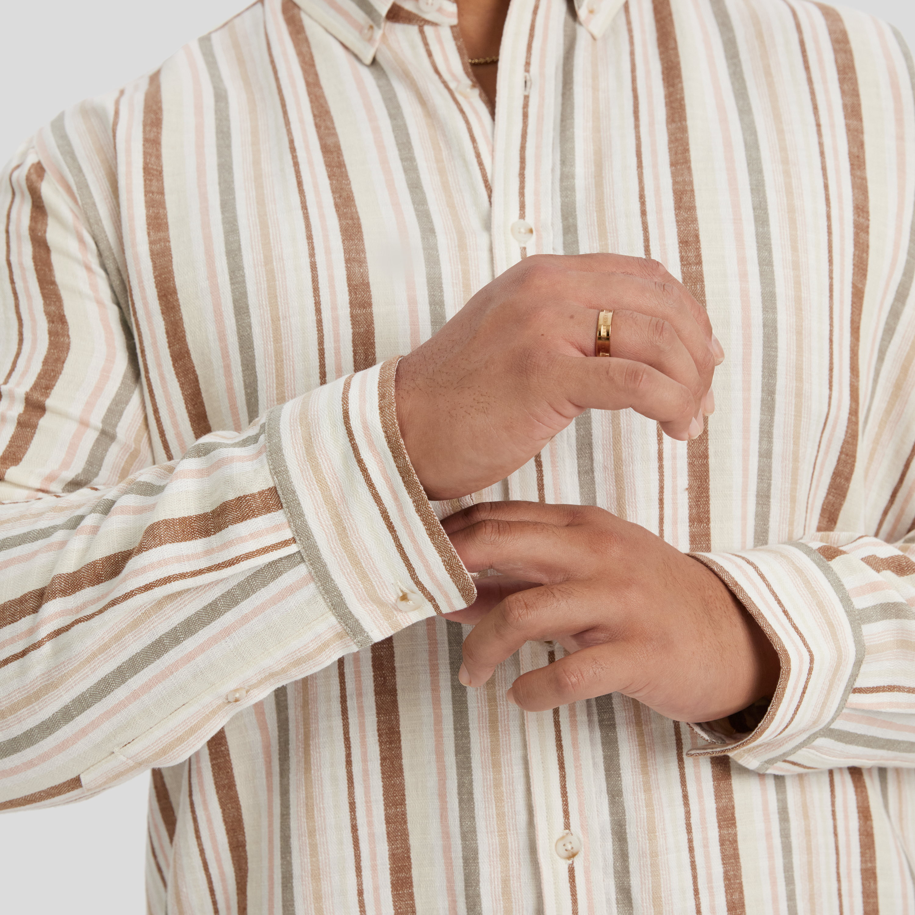Bronze Percy Stripe Linen Shirt