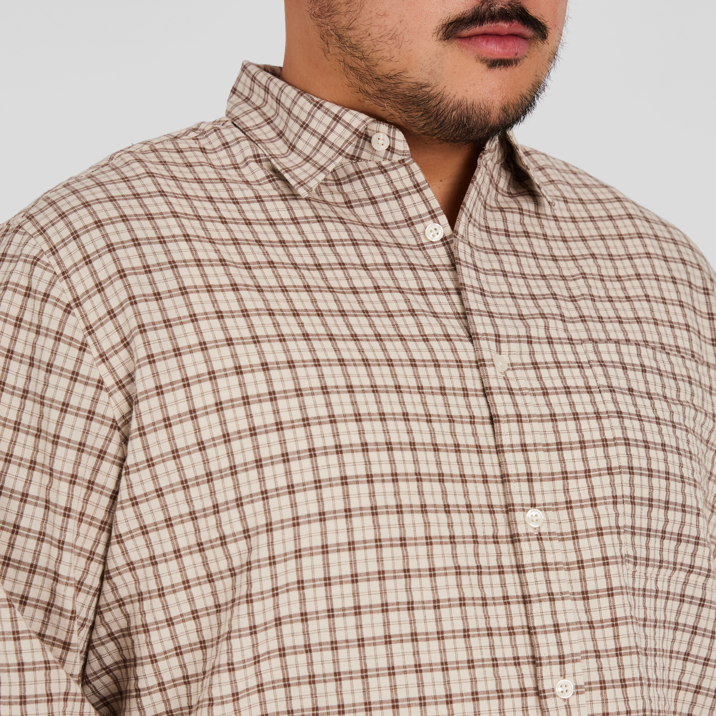 Brown Kurt Check Relaxed Shirt