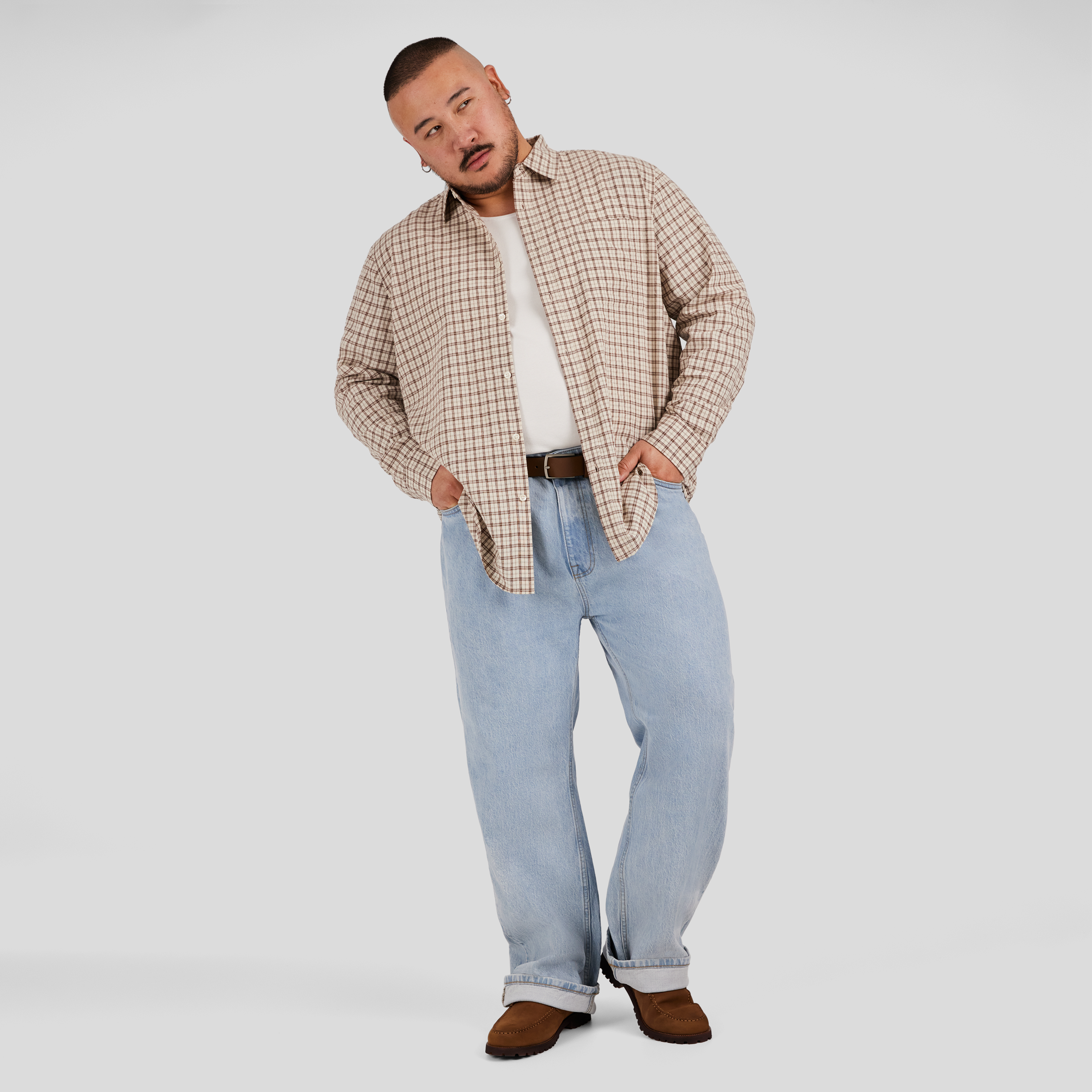 Brown Kurt Check Relaxed Shirt