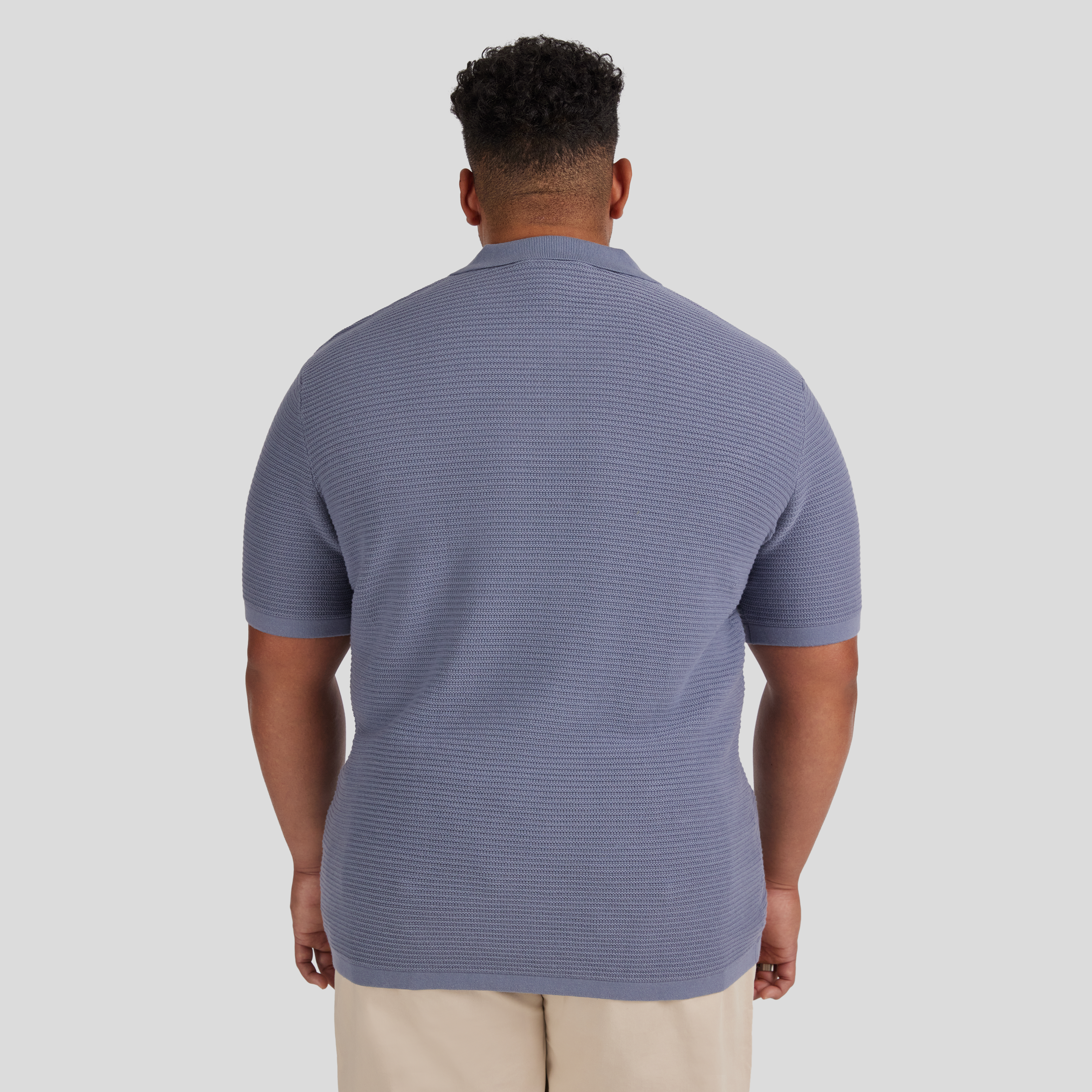 Dark Blue Seville Textured Knit Polo