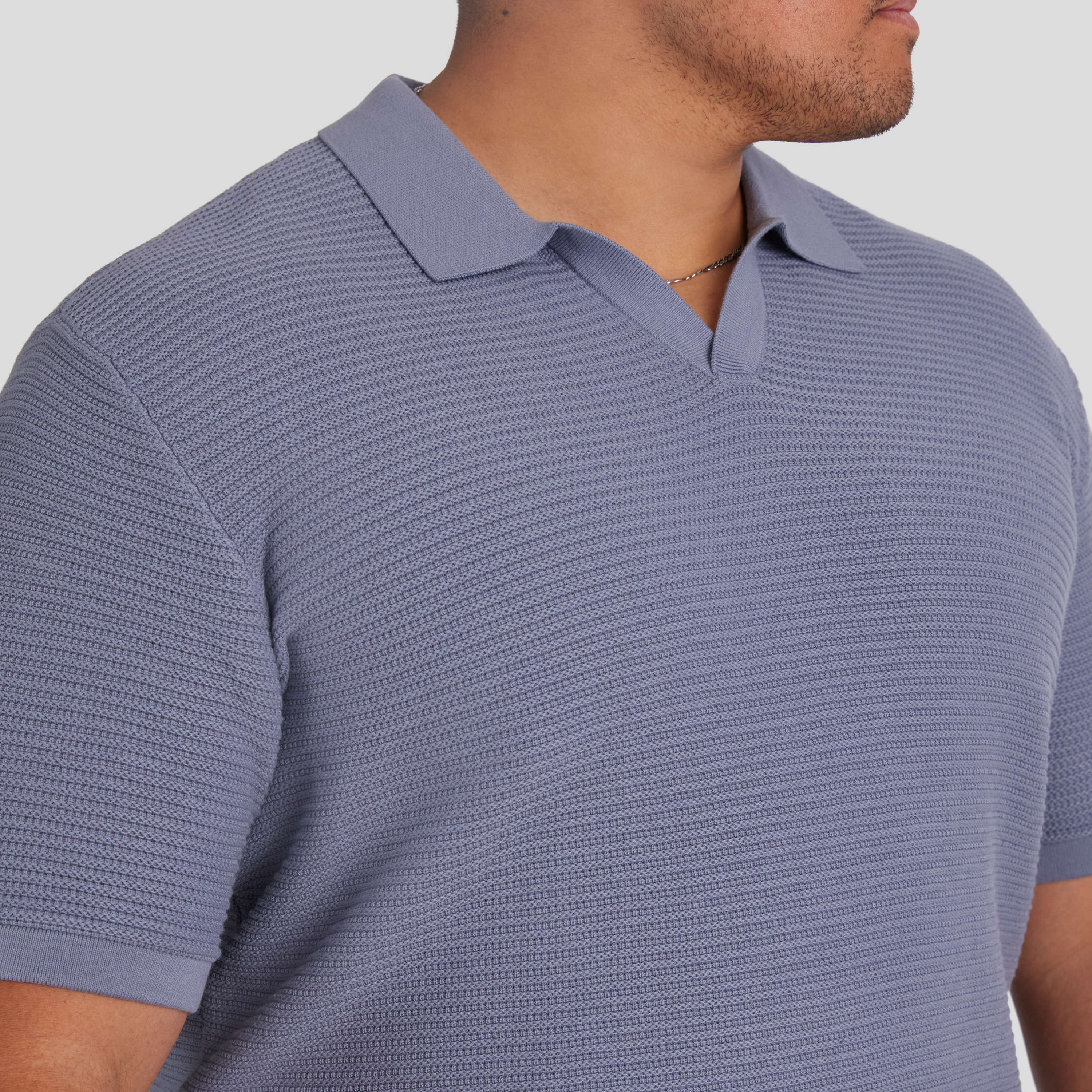 Dark Blue Seville Textured Knit Polo