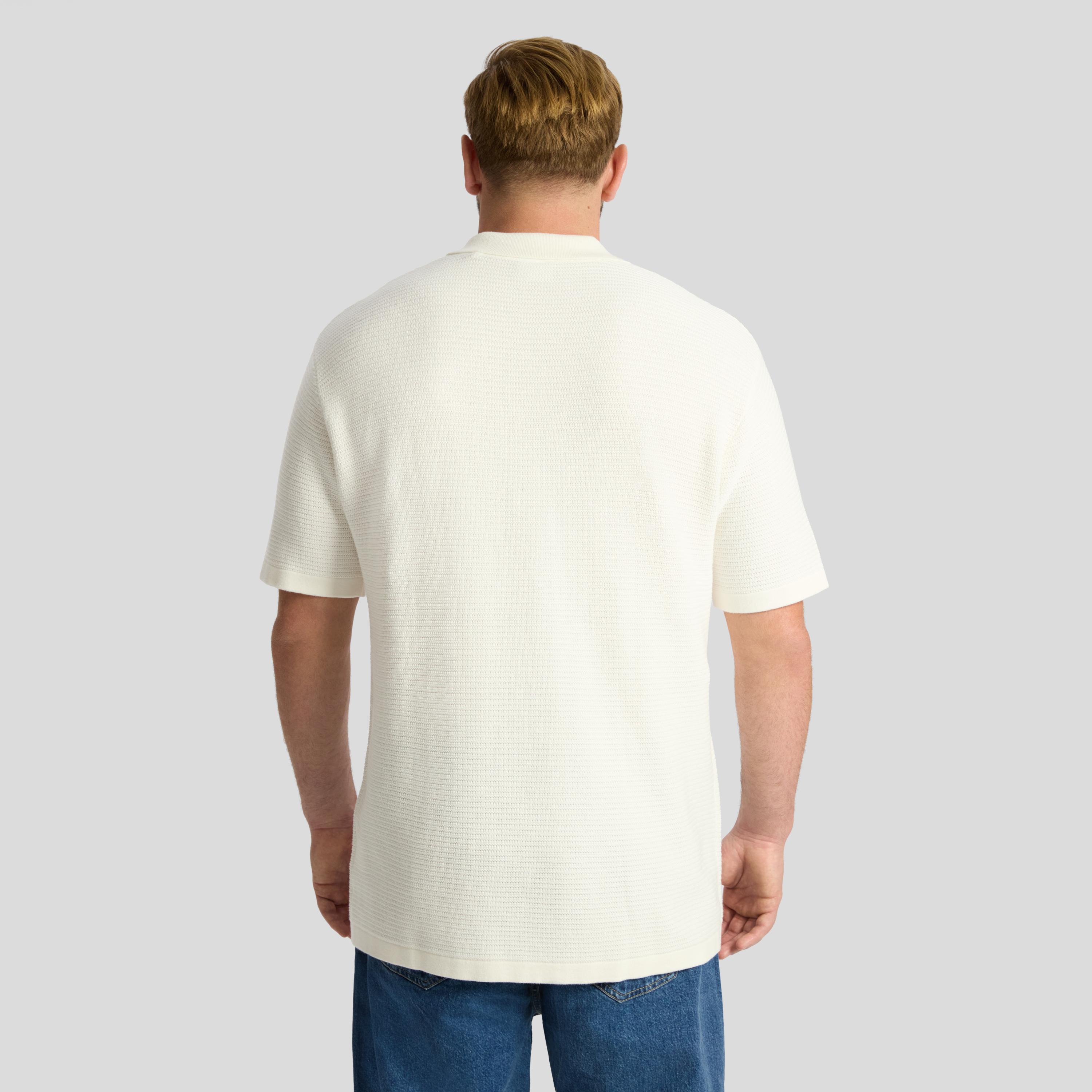 Ivory Seville Textured Knit Polo