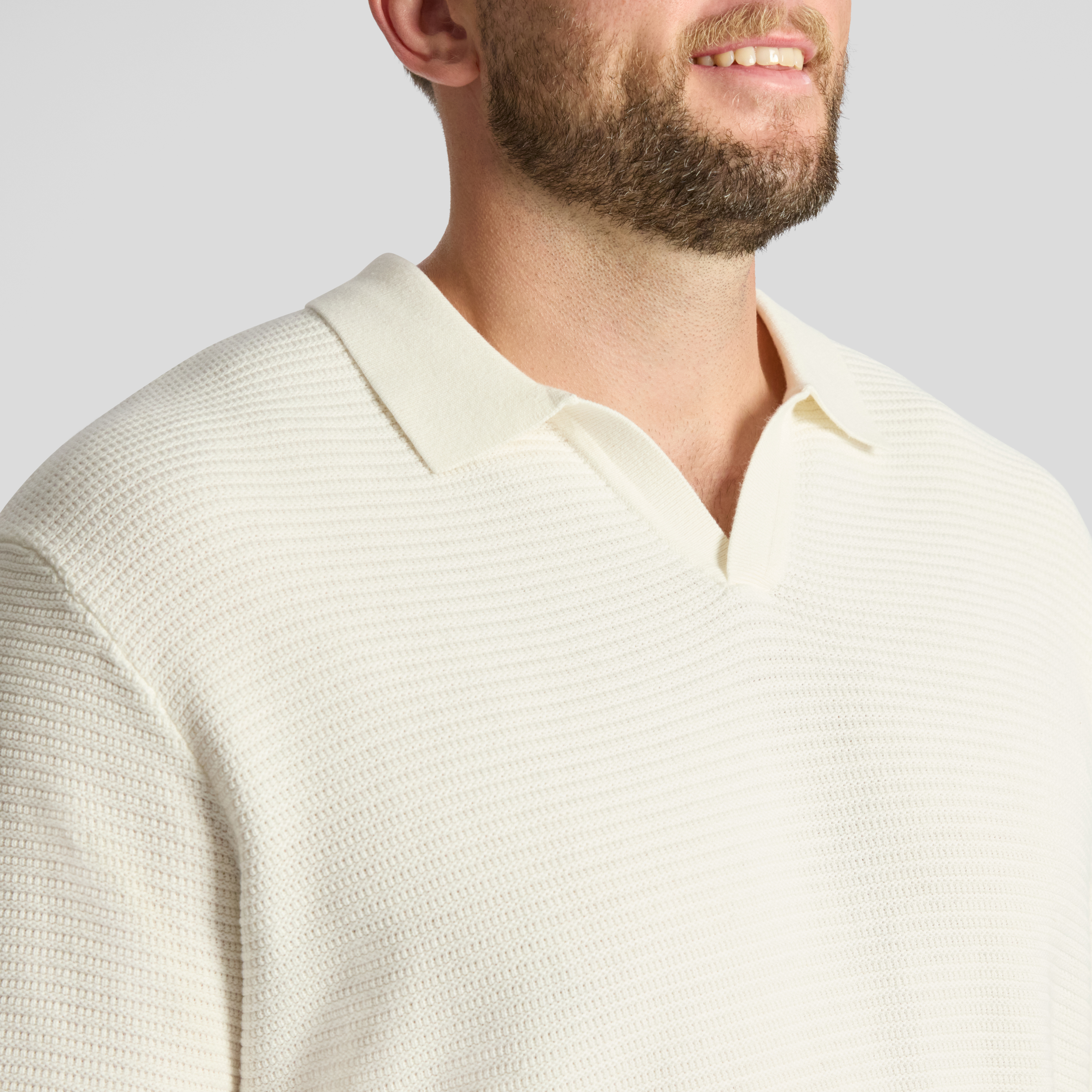 Ivory Seville Textured Knit Polo
