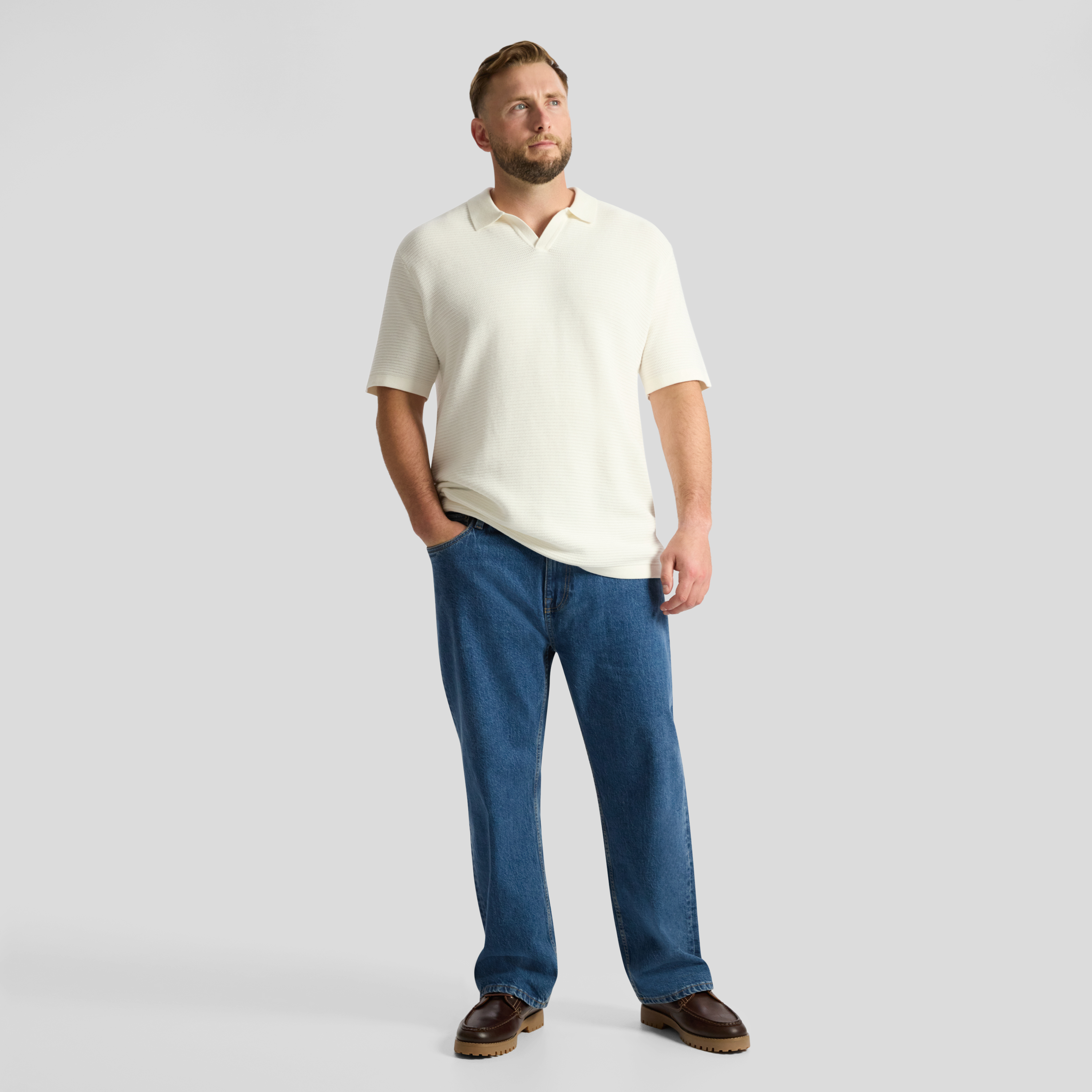 Ivory Seville Textured Knit Polo