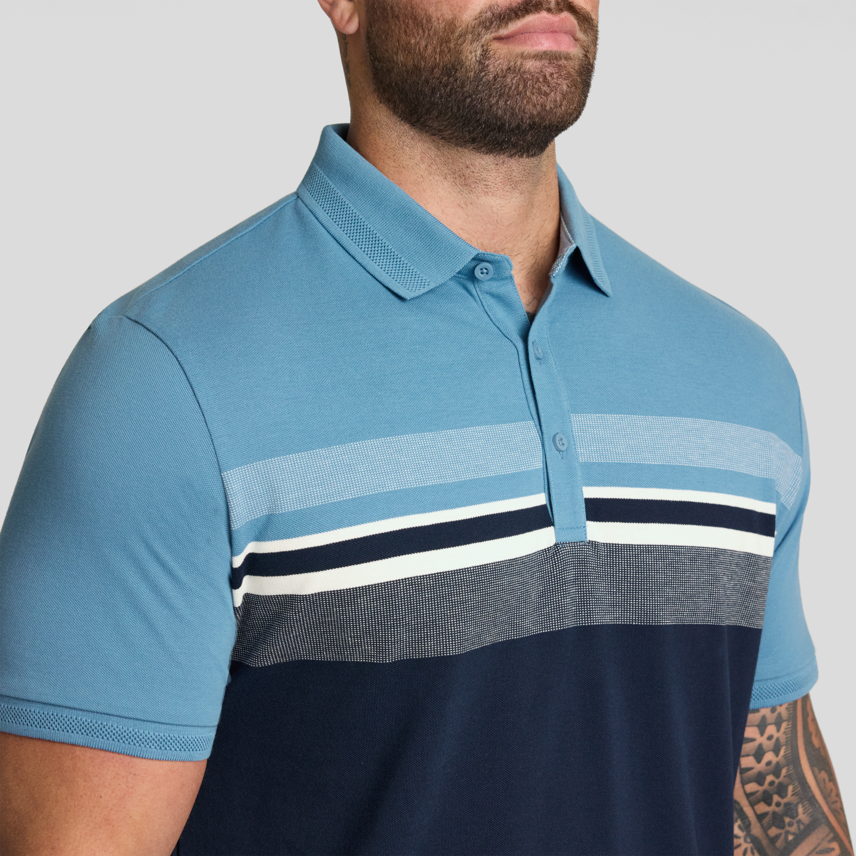 Blue Leon Stripe Polo