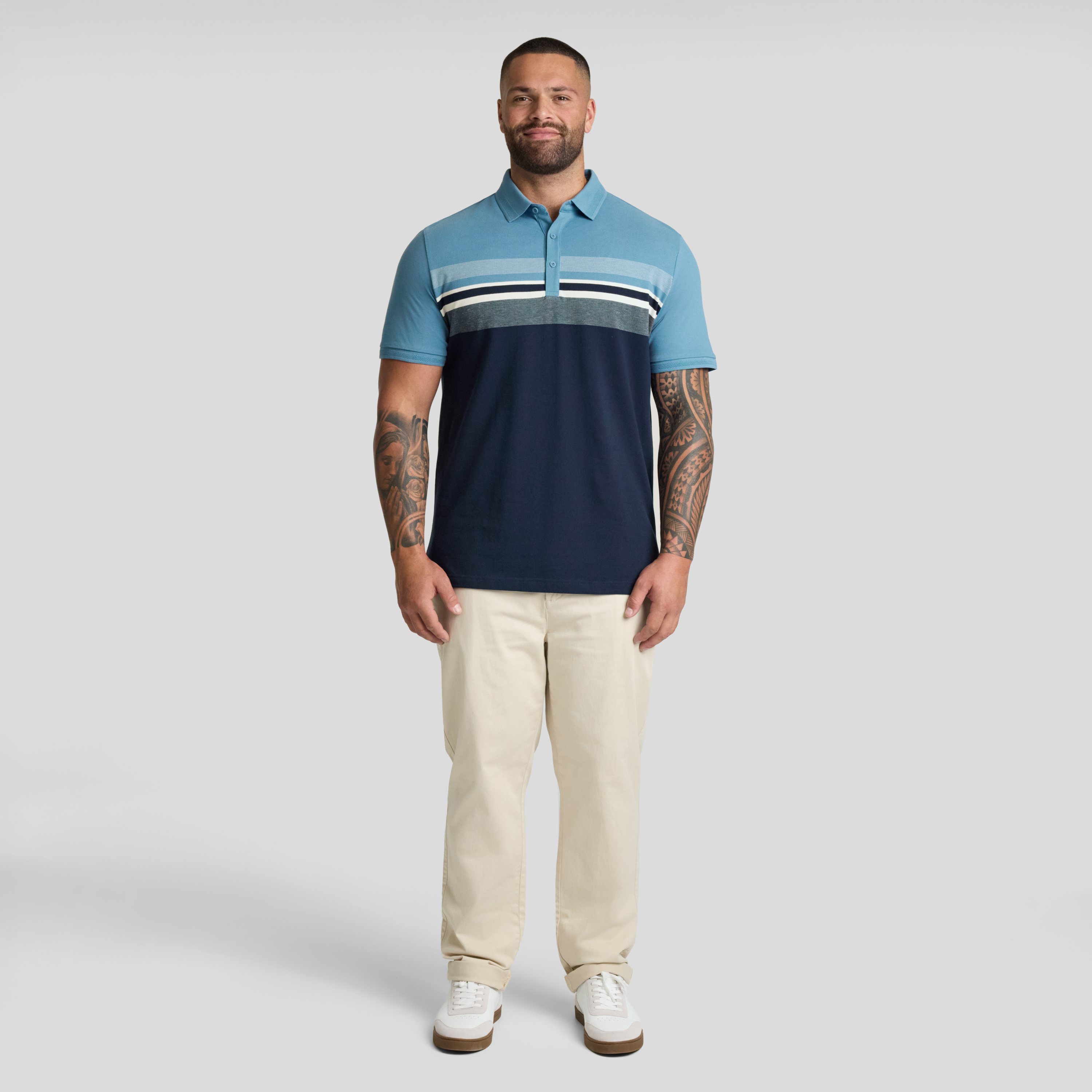 Blue Leon Stripe Polo