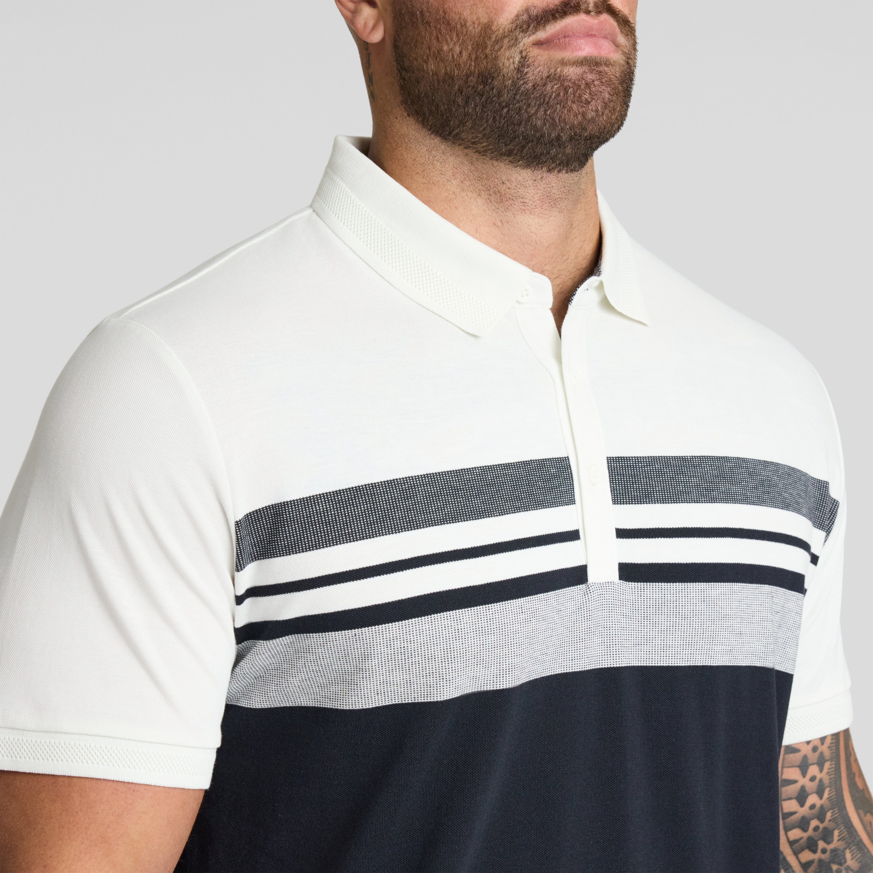 White Leon Stripe Polo