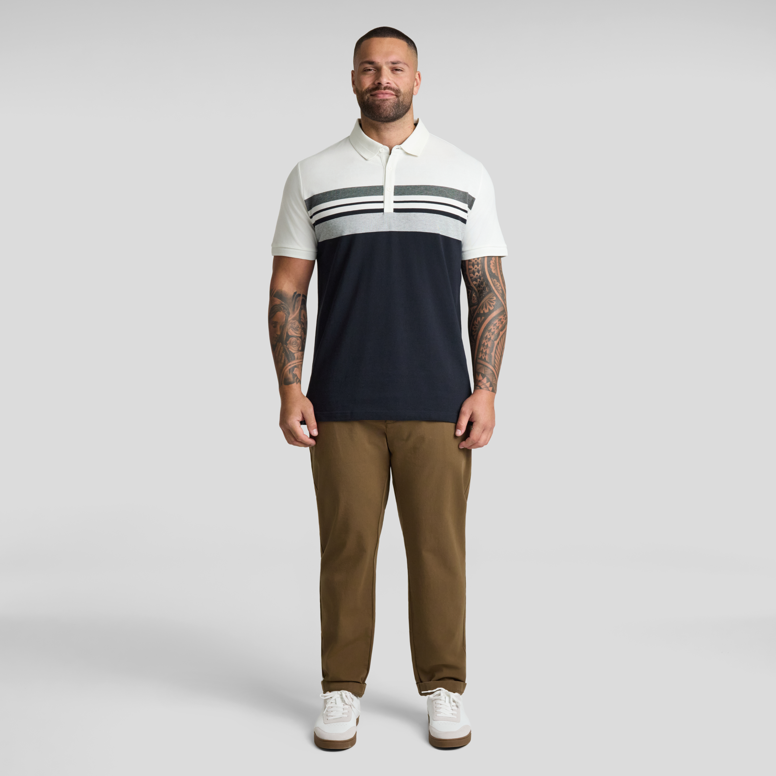 White Leon Stripe Polo