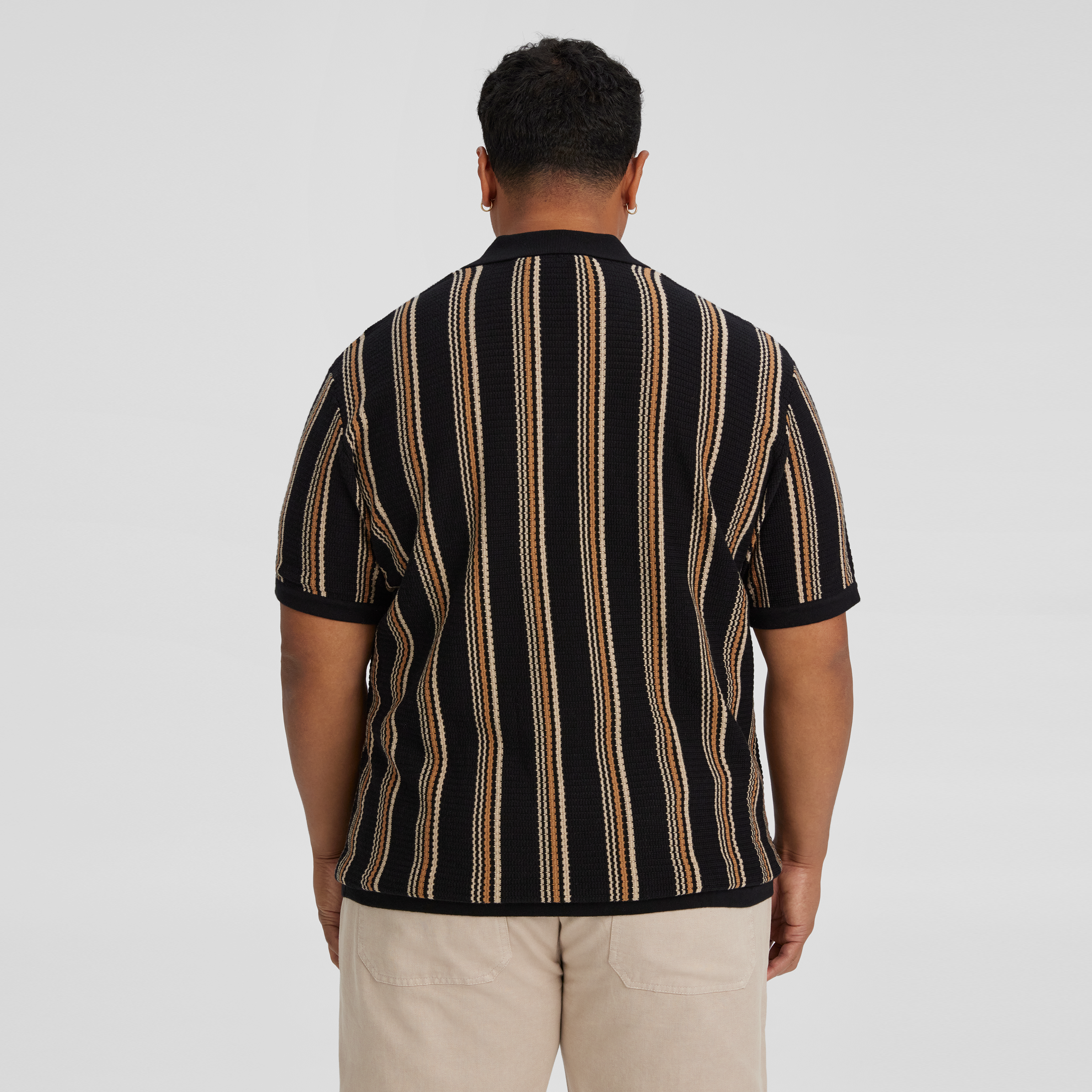 Black Ripley Stripe Knit Polo