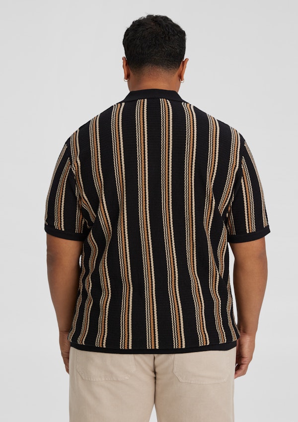 Black Ripley Stripe Knit Polo