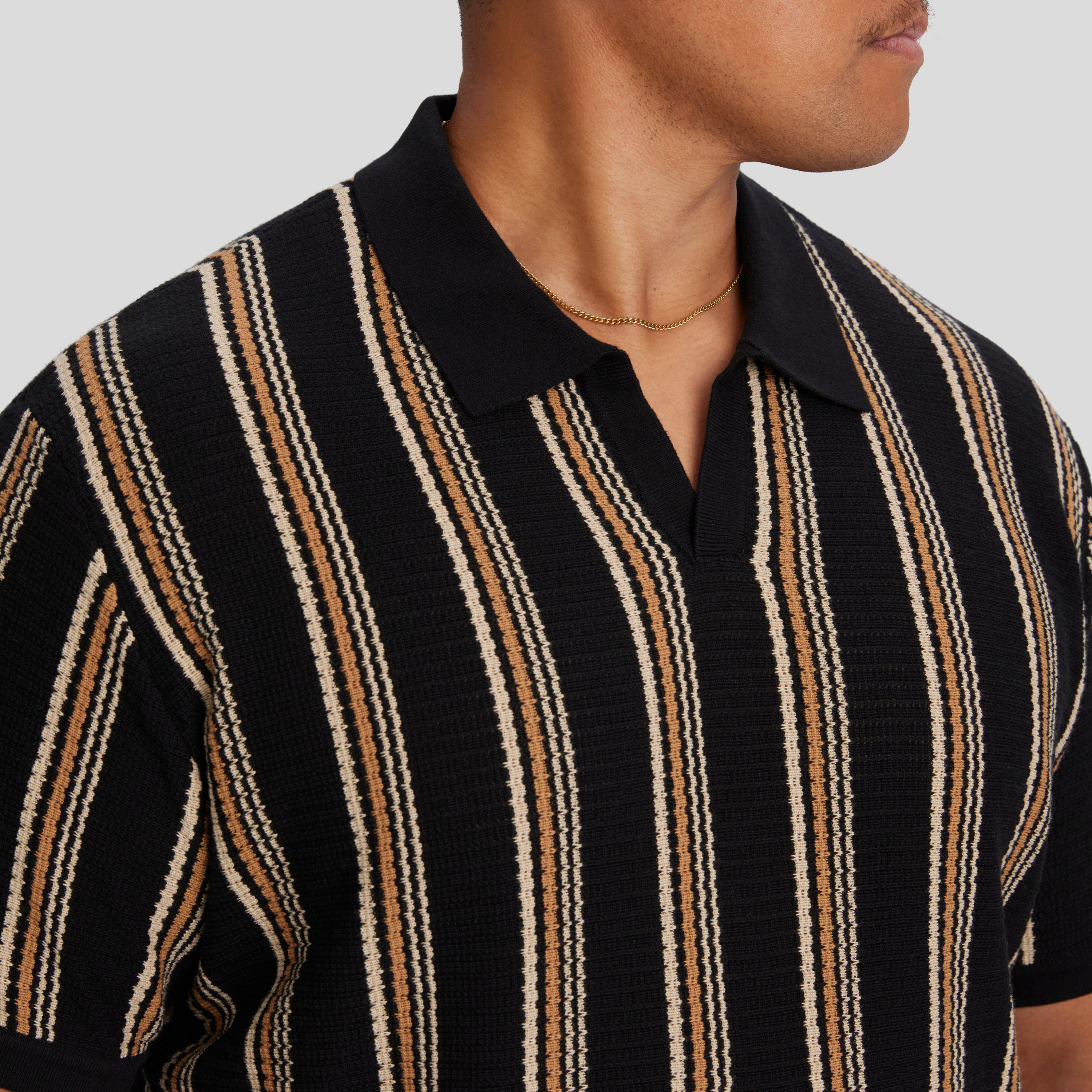 Black Ripley Stripe Knit Polo