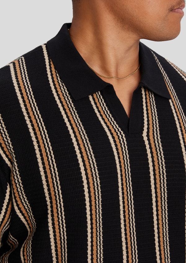 Black Ripley Stripe Knit Polo