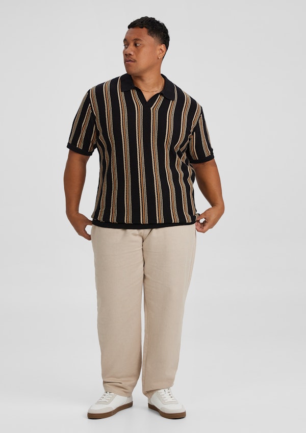 Black Ripley Stripe Knit Polo