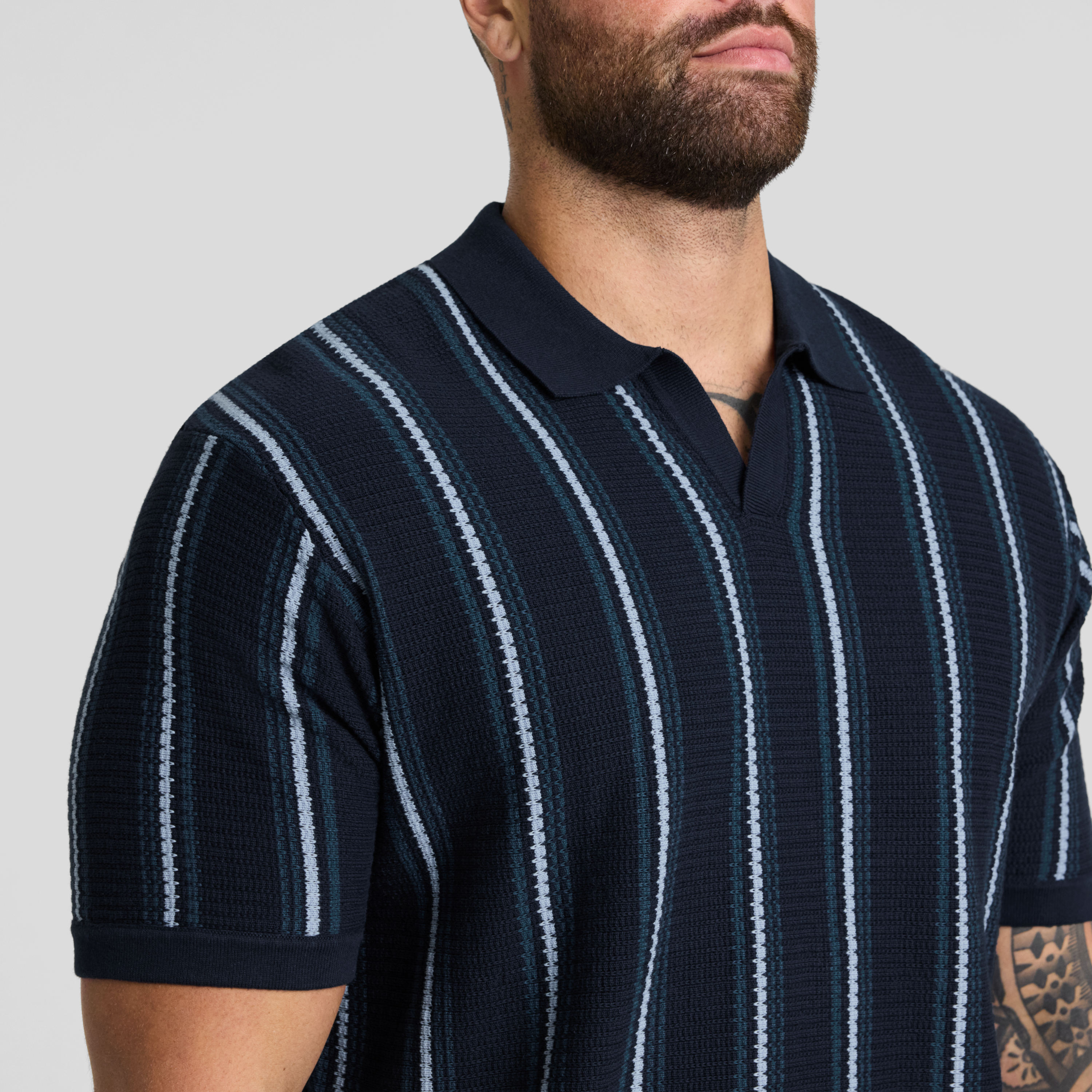 Navy Ripley Stripe Knit Polo