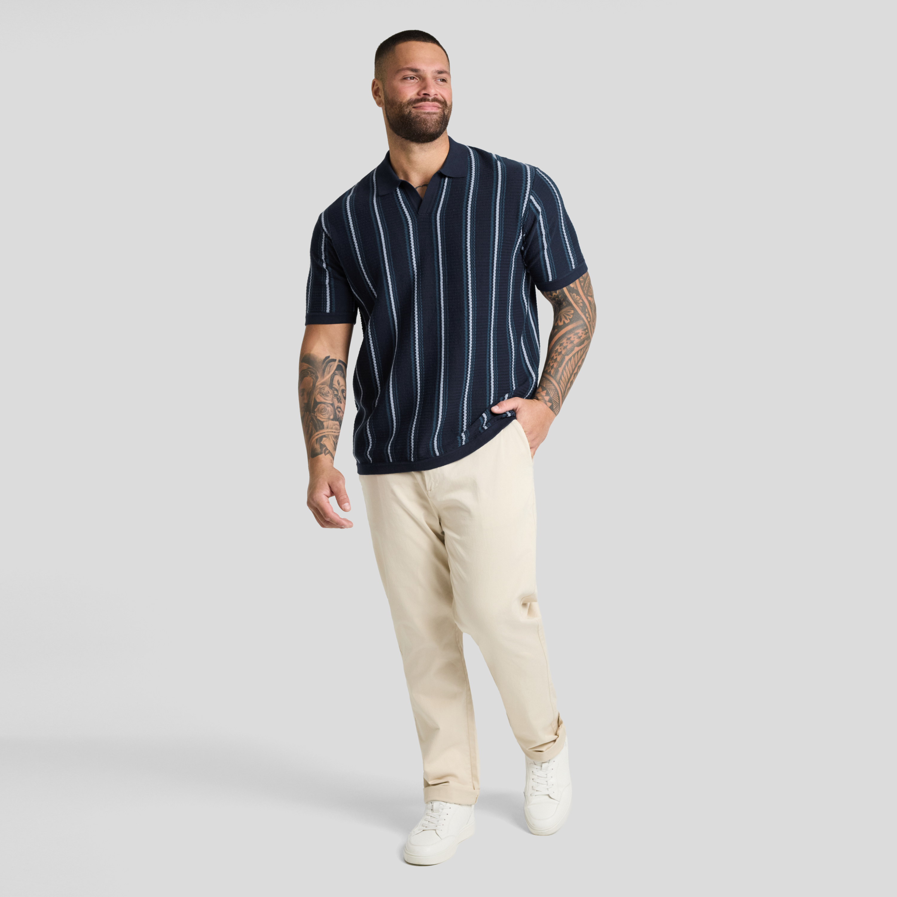 Navy Ripley Stripe Knit Polo