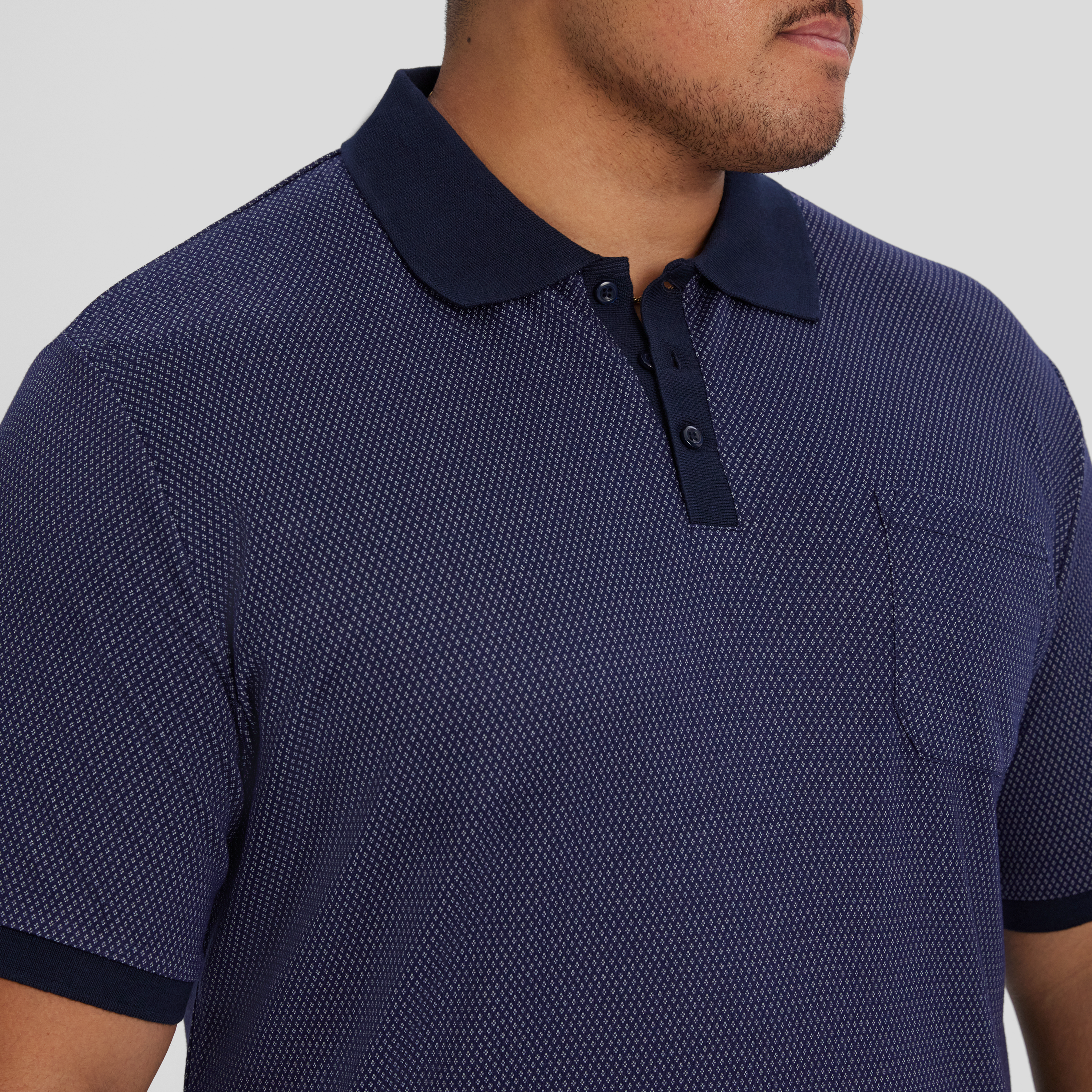 Navy Charles Jacquard Polo