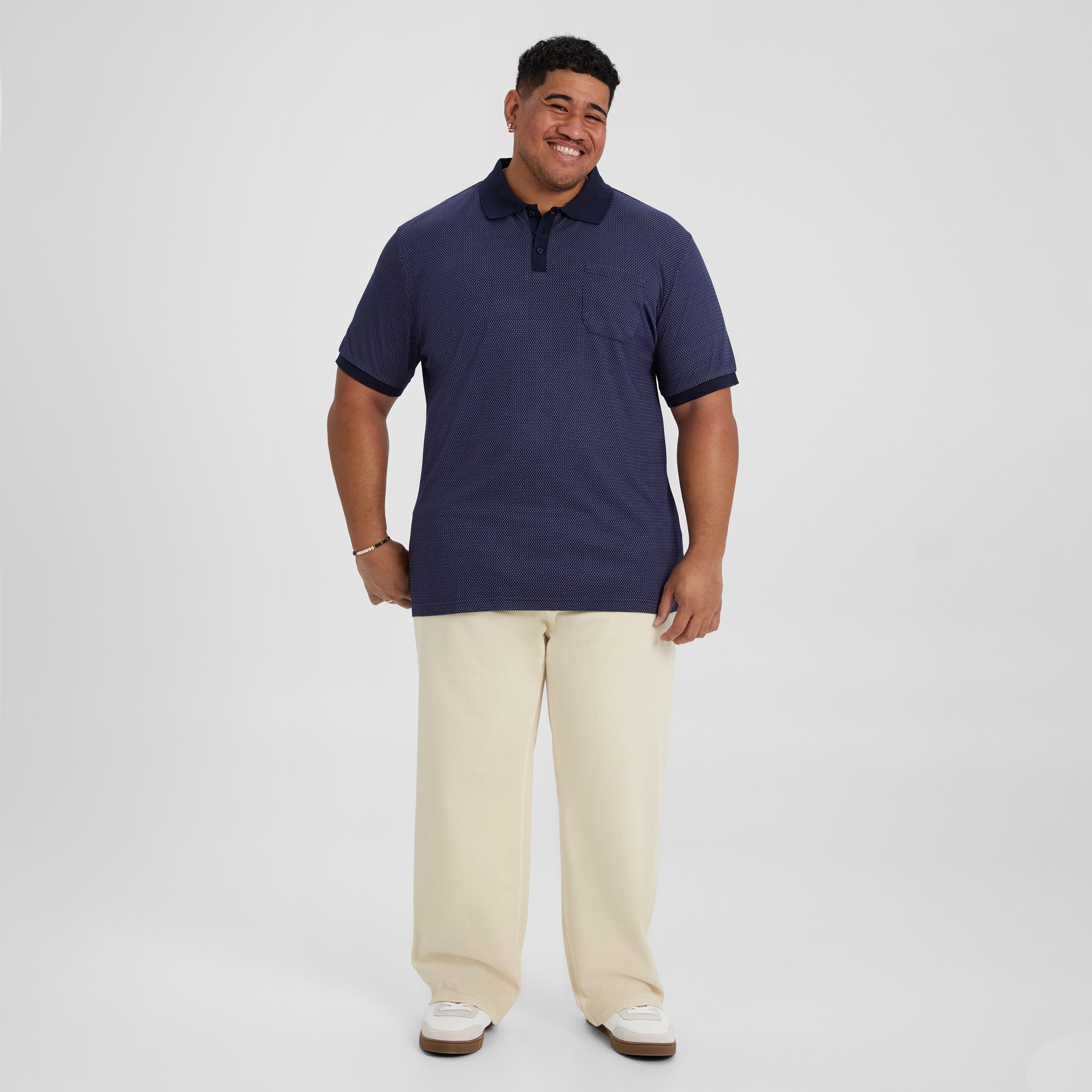 Navy Charles Jacquard Polo