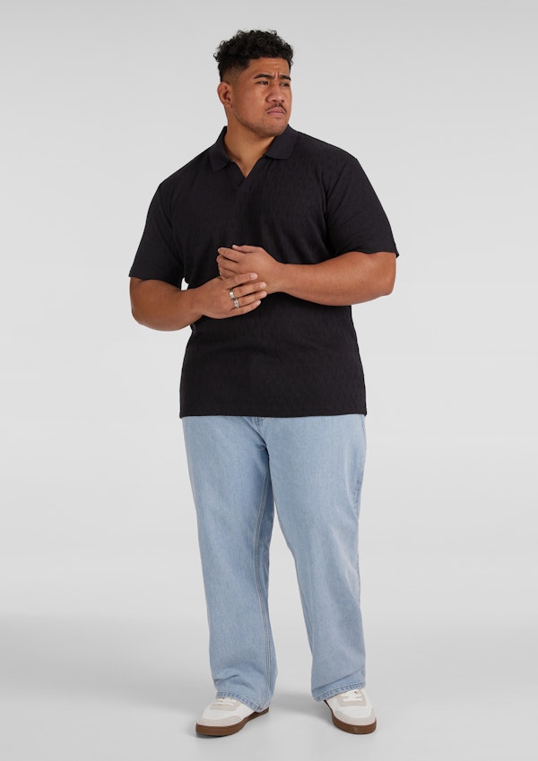 Black Ryan Textured Polo