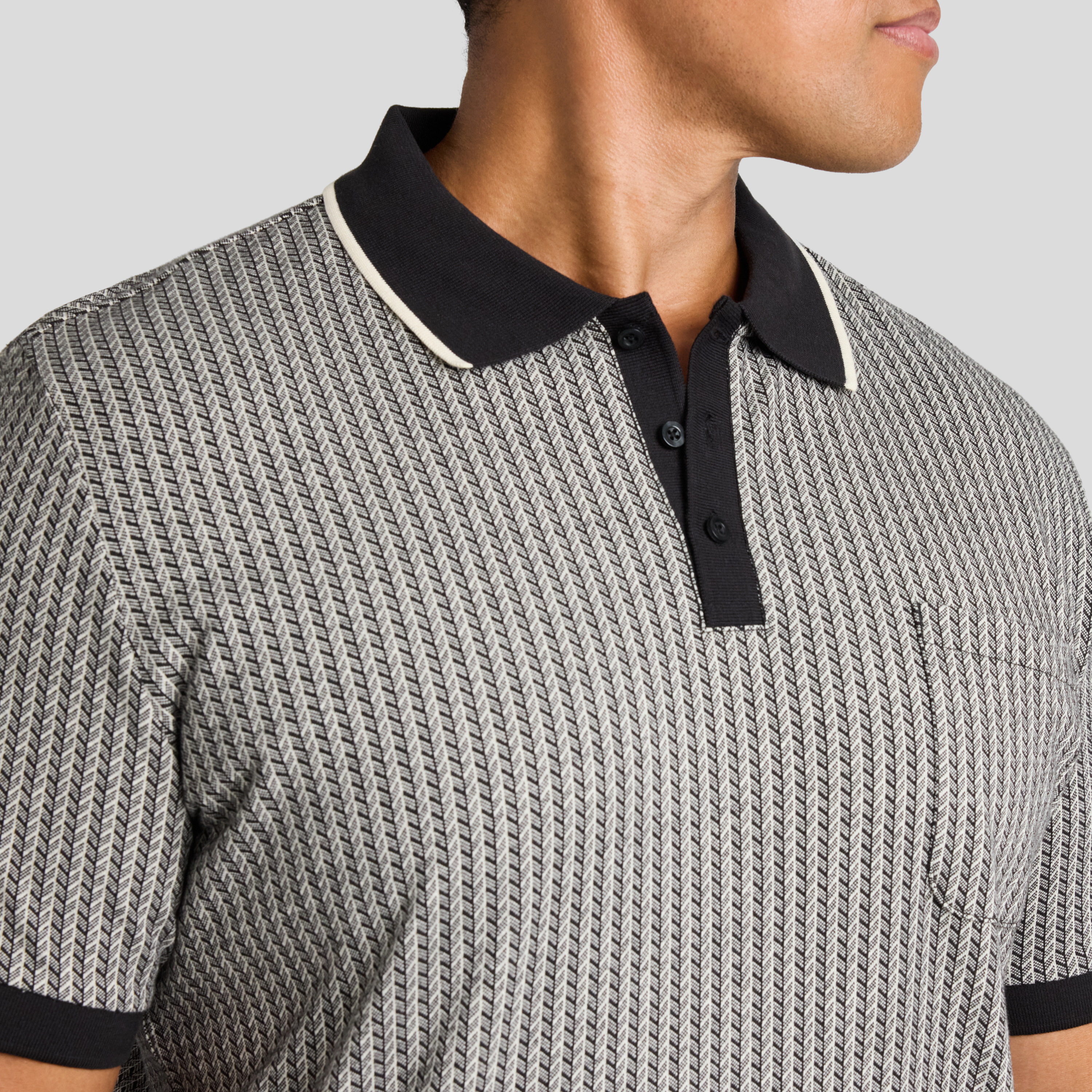 Black Bradley Jacquard Polo