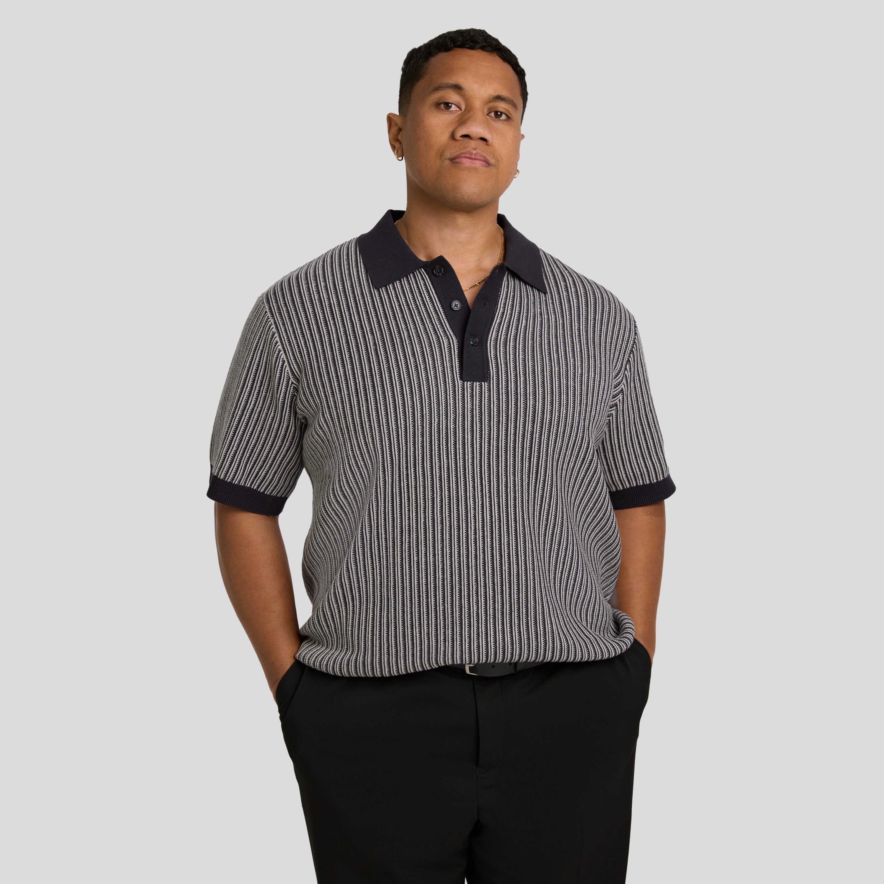 Travis Stripe Knit Polo