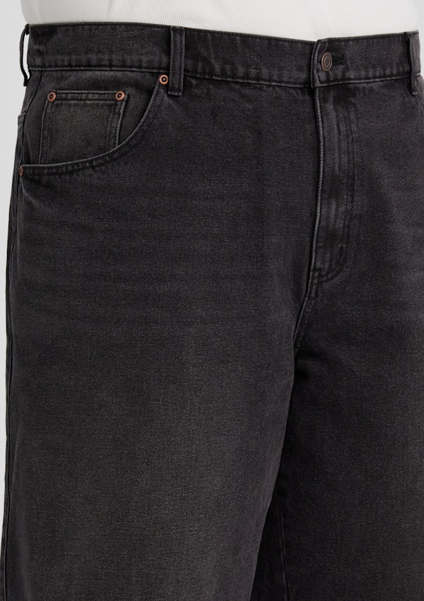 Washed Black Jake Baggy Denim Short