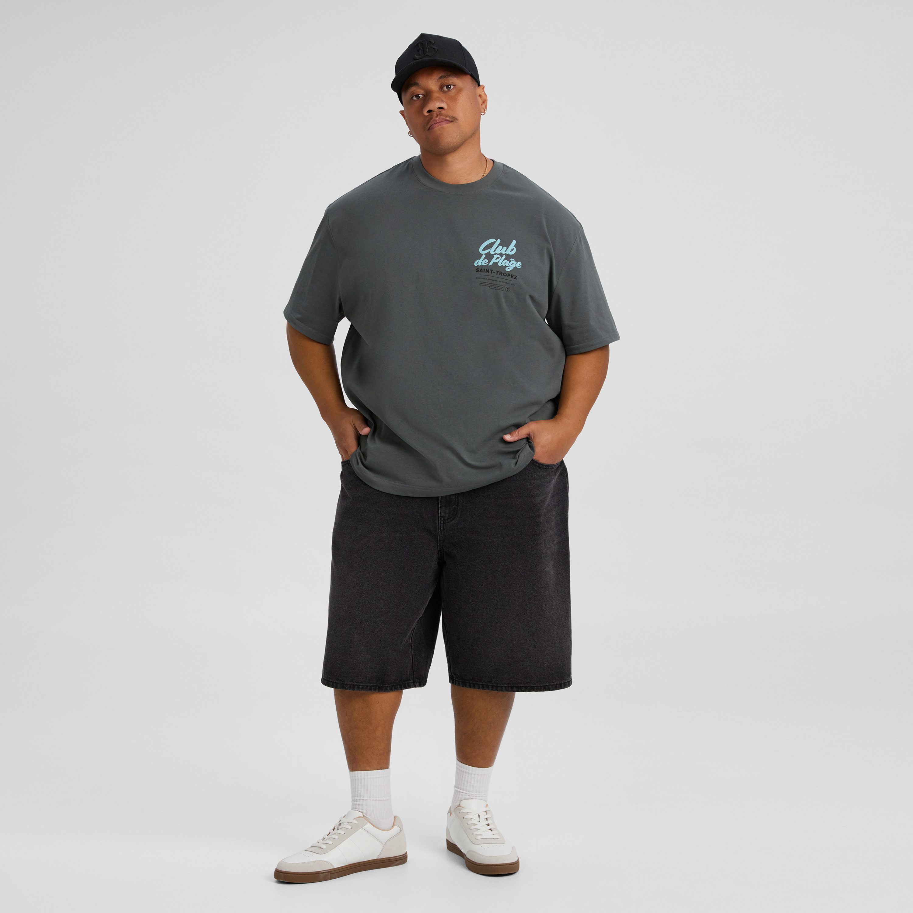 Washed Black Jake Baggy Denim Short