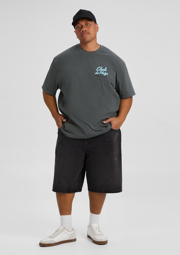 Washed Black Jake Baggy Denim Short