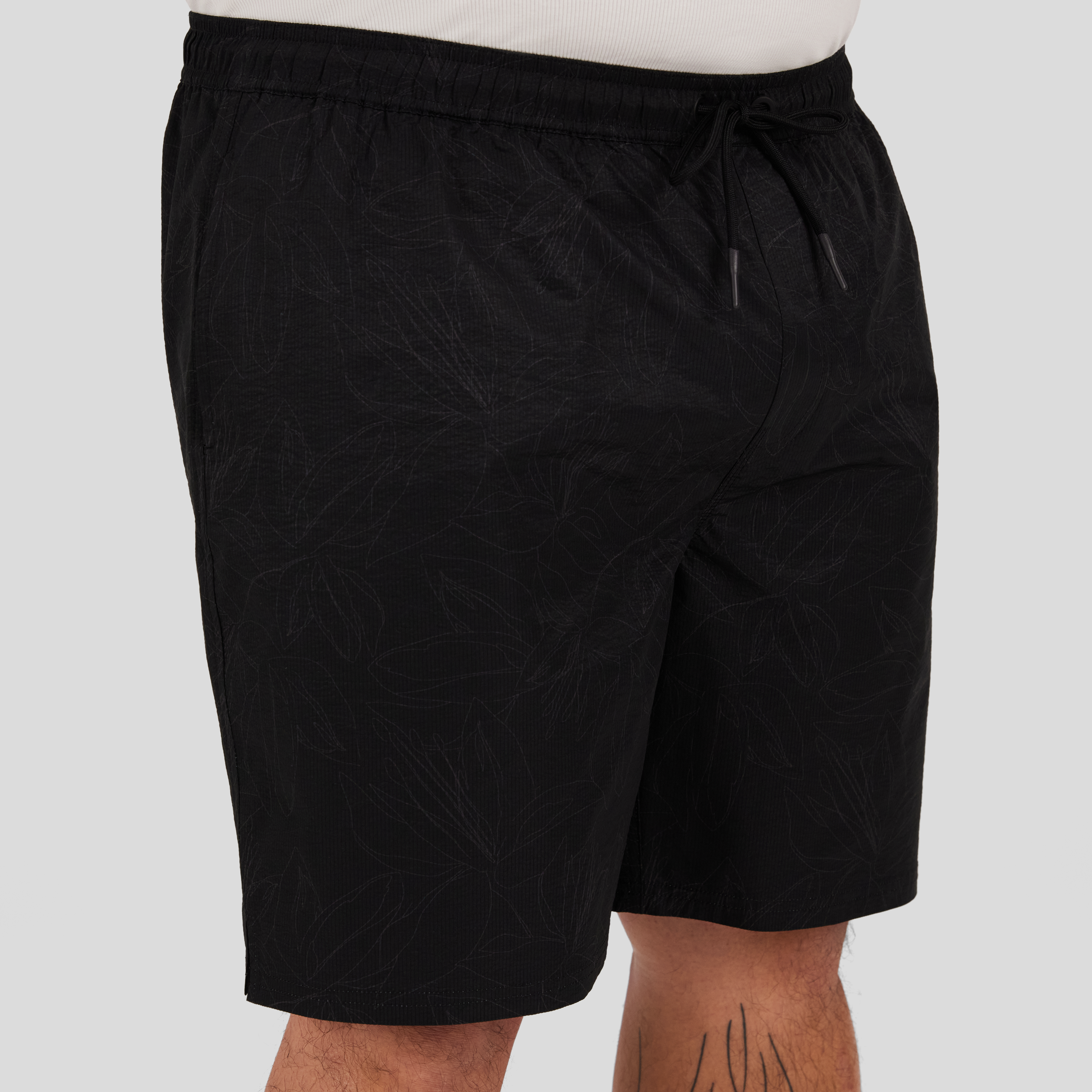 Black Keyline Seersucker Swim Short