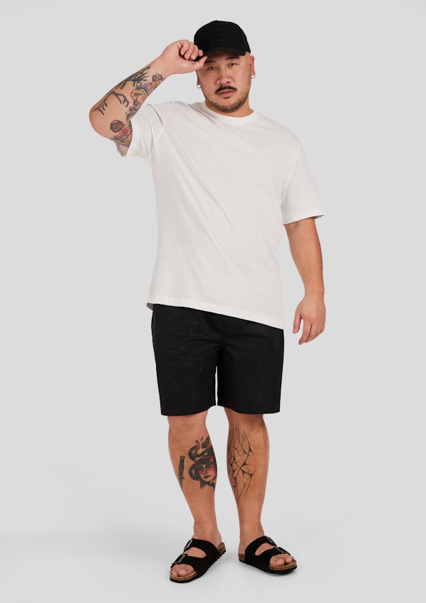 Black Keyline Seersucker Swim Short