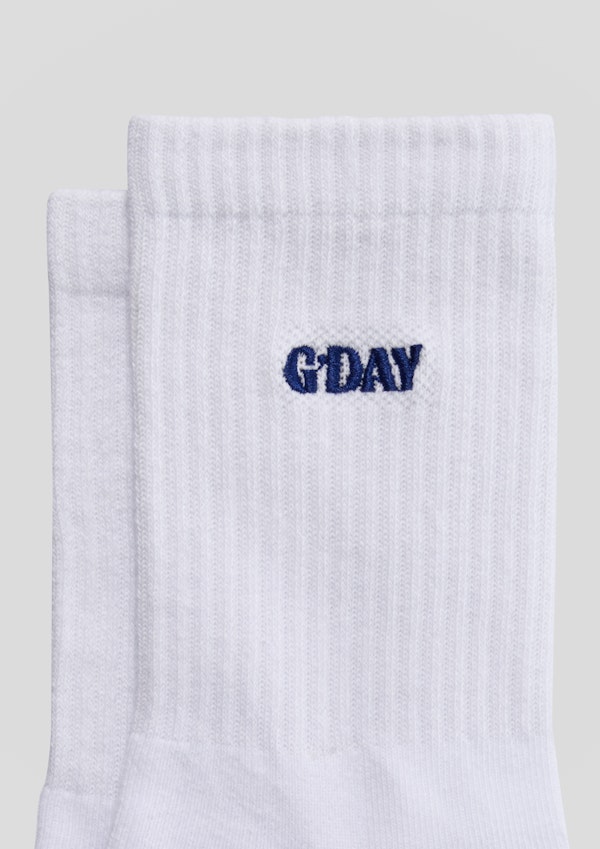 White G'day Ribbed Sock