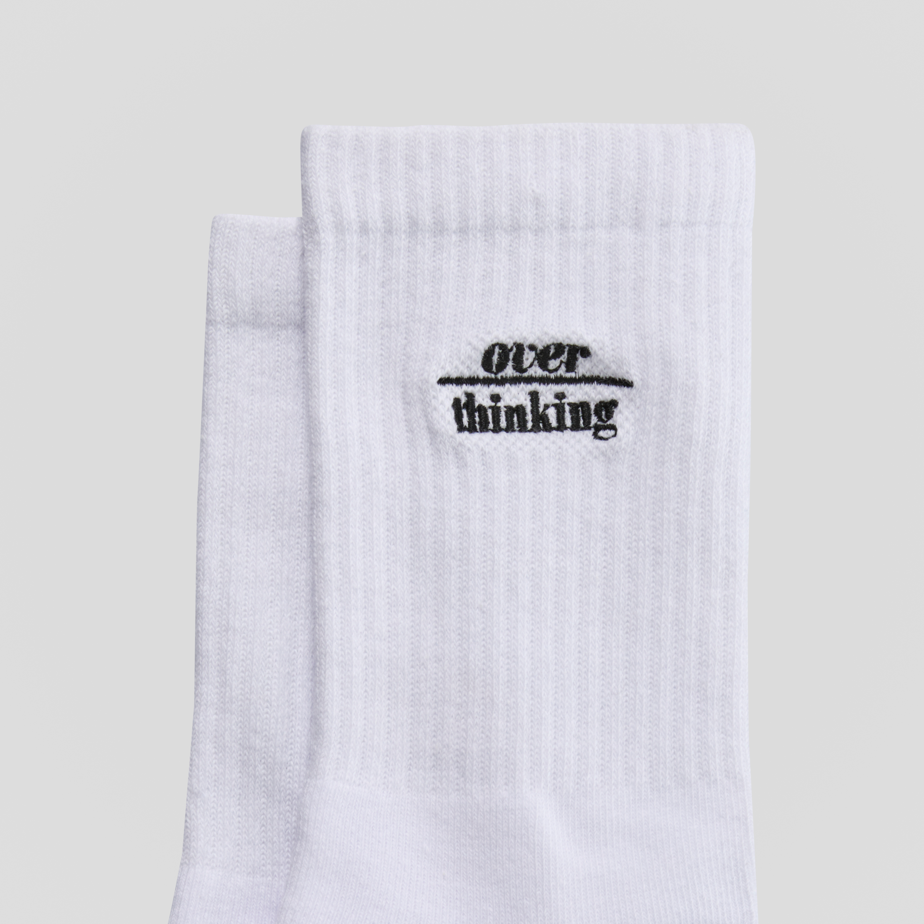White Over Thinking Ribbed Sock