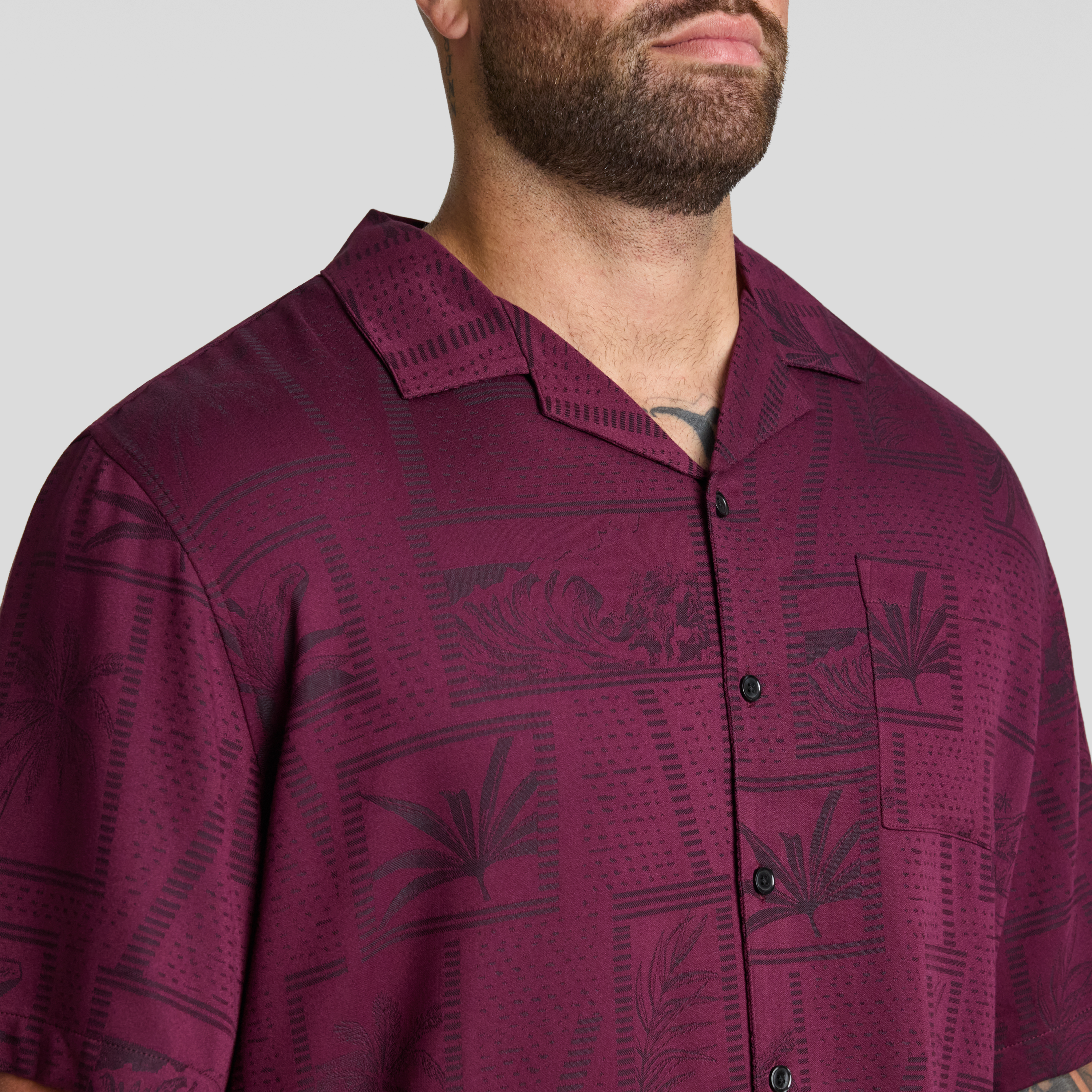 Burgundy Basque Relaxed Fit Shirt