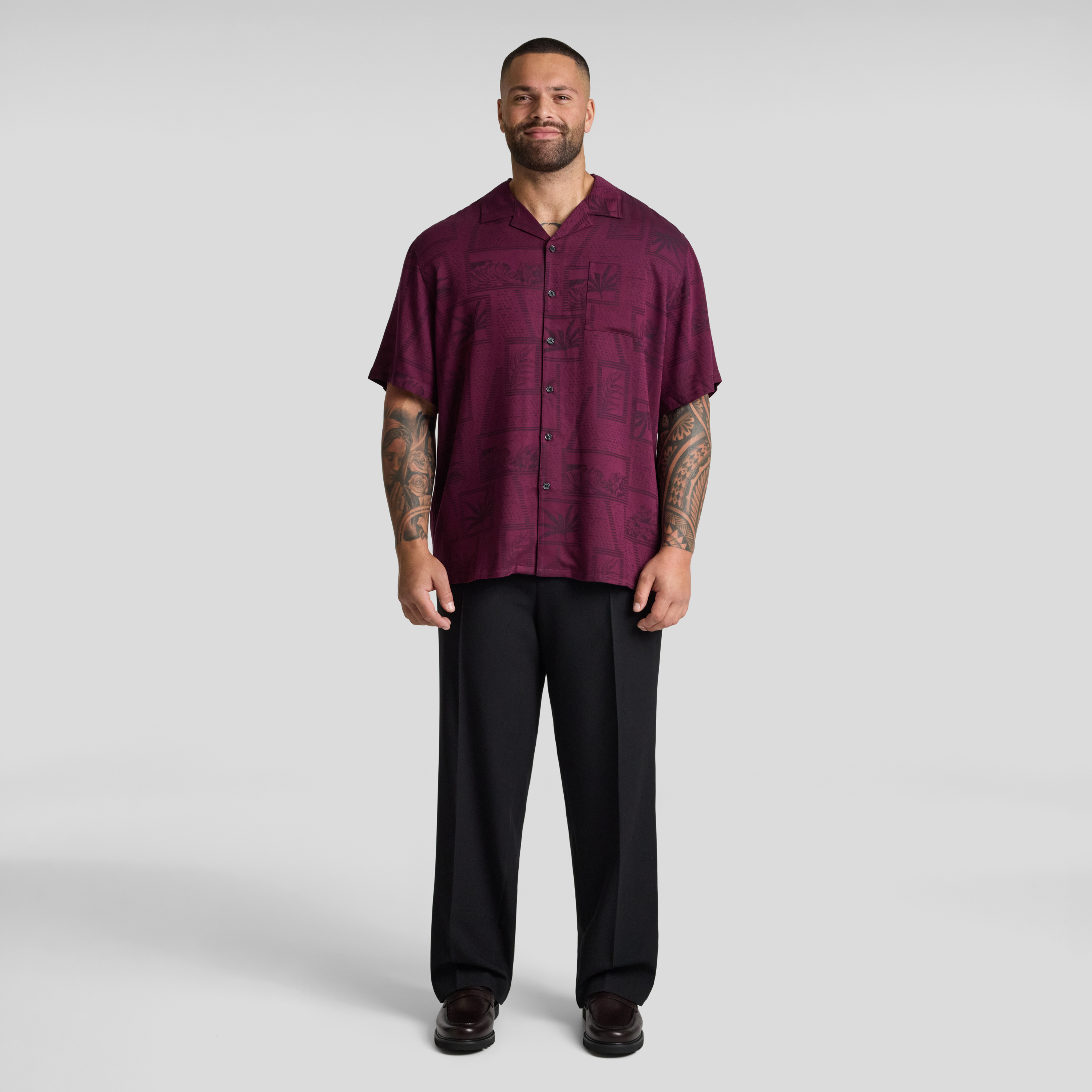 Burgundy Basque Relaxed Fit Shirt