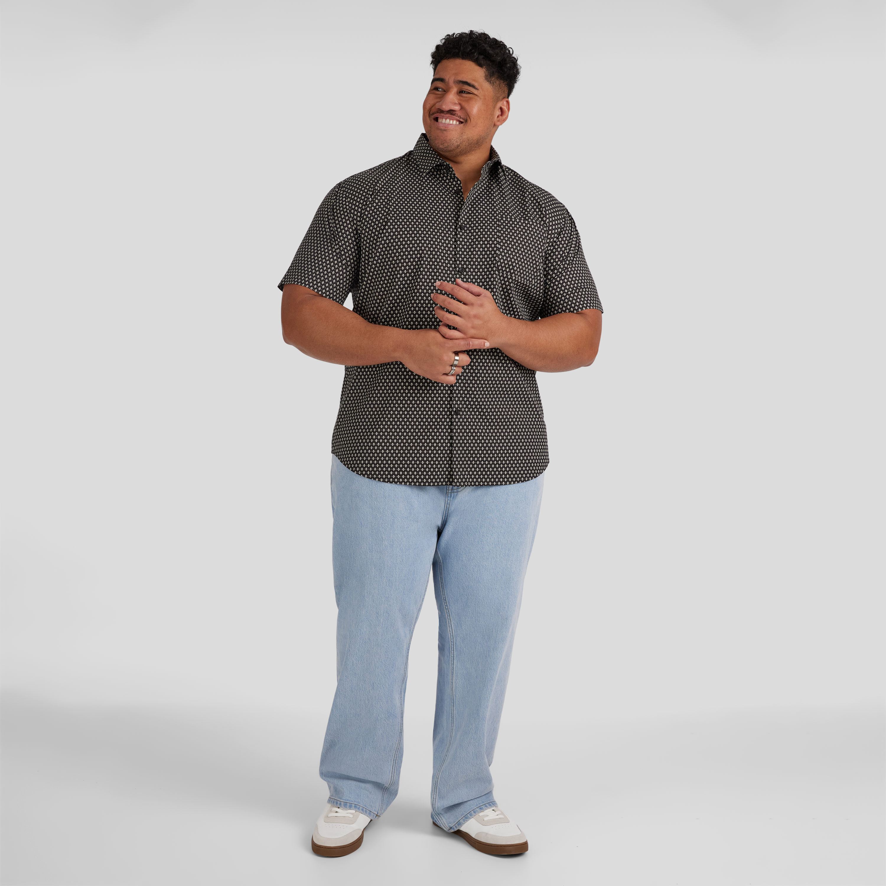 Black Gemstone Stretch Shirt