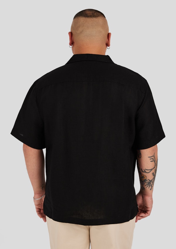 Black Luxe Linen Boxy Fit Shirt